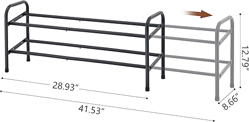 Miniatura 3 de Gewudraw Zapatero de 3 niveles expandible, organizador de almacenamiento de zapatos ajustable de ancho, 41.53 pulgadas, zapatero de metal para