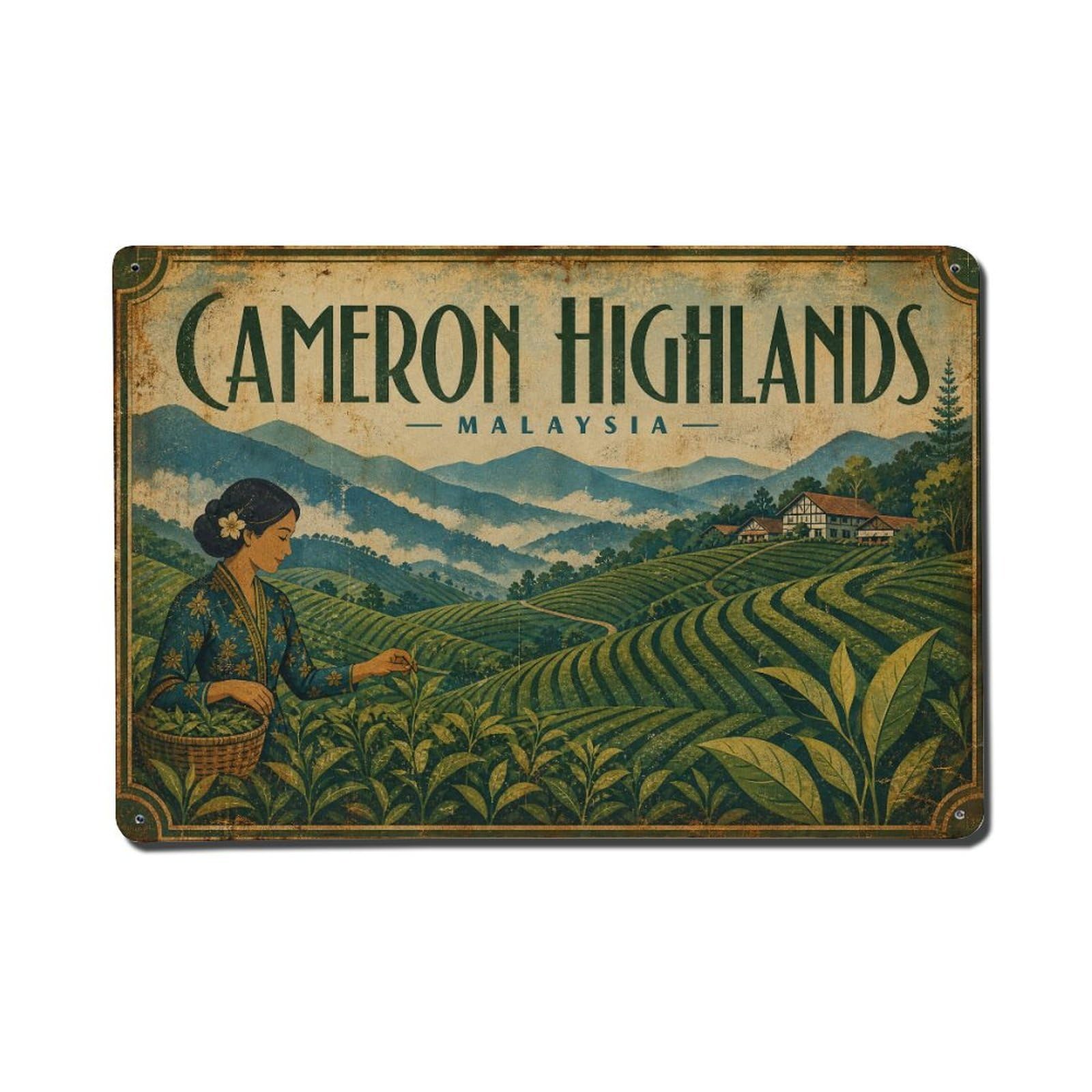 Metal Tin Sign Travel Vintage Malaysia Cameron Highlands