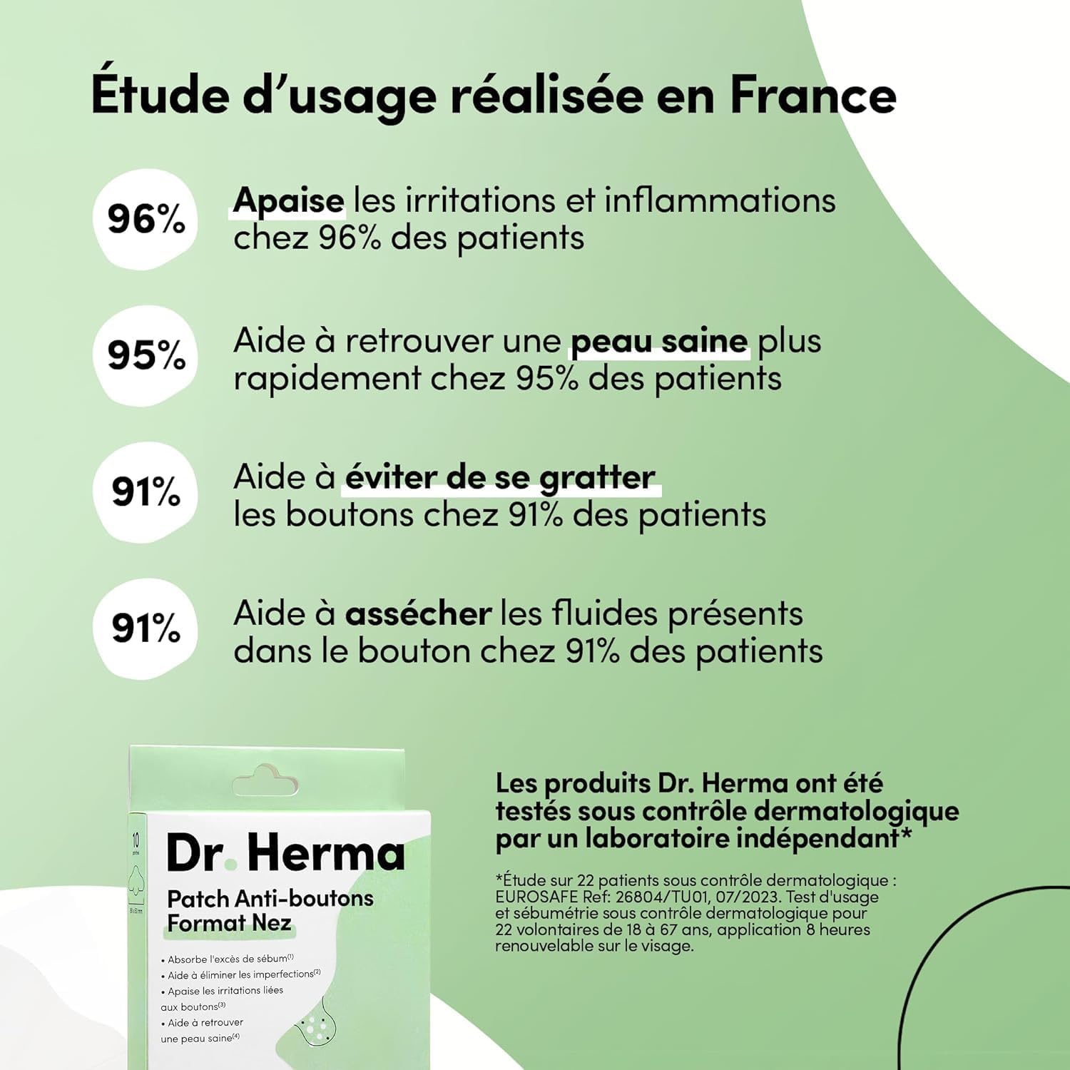 Dr. Herma - Patch Anti Bouton - Adapté au Nez - Résultats en 6 à 8h - Testé sous contrôle dermatologique - Acide Salicylique, Hydrocolloïdes, Huile d'Arbre à Thé - 2 Boîtes de 10 patchs