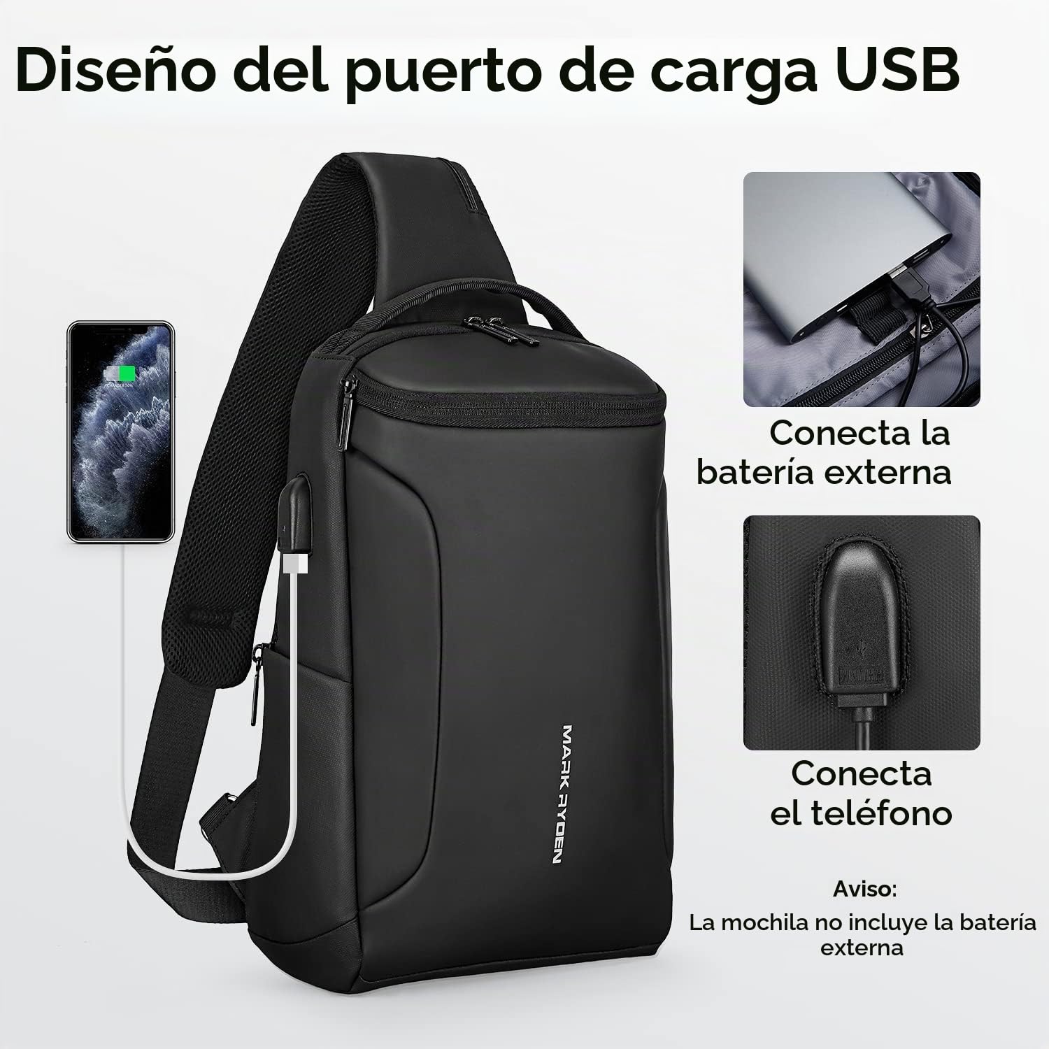 MARK RYDEN Bolso Bandoleras hombre Impermeable Grande para en Forma de iPad 10.5 Antirrobo para la Vida Diaria, Trabajo, Ciclismo Bolsa Unisex