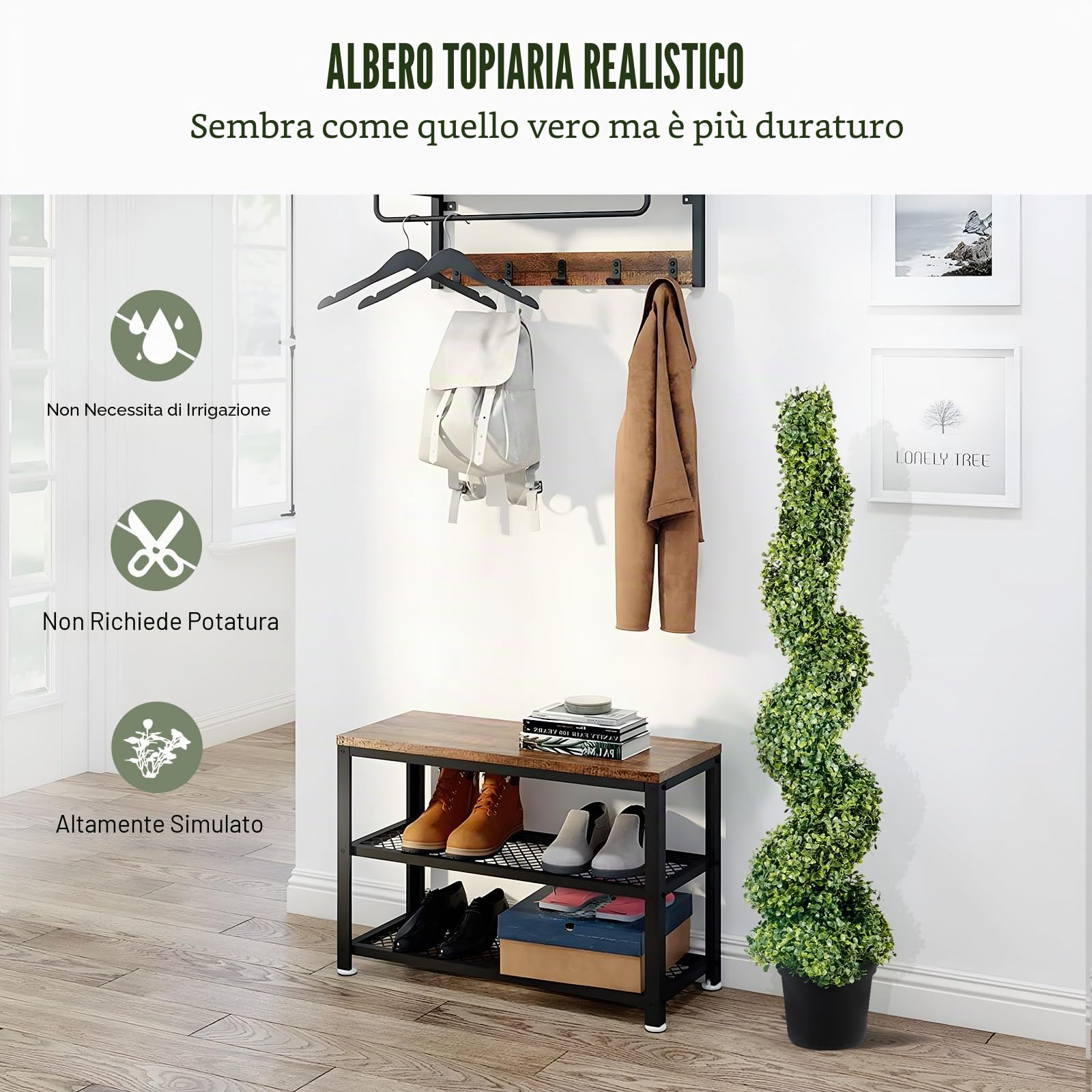 VEVOR Pianta Artificiale in Bosso a Spirale 2 Alberi con Vaso 122 cm Piante Finte in PE Topiaria Decorativa con 10 Foglie di Ricambio per Decorazione Interno Esterno Giardino Terrazzo Balcone Ingresso