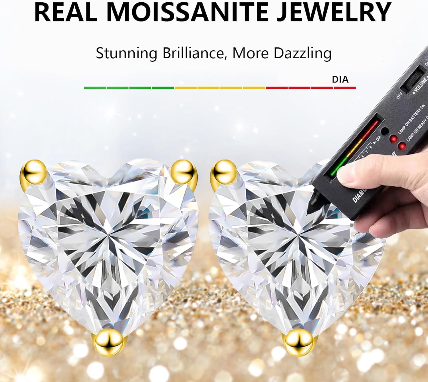 BREN Moissanite Earrings - 0.6ct-4ct D Color Lab Created Imitation Diamond Earrings Studs Handmade 925 Sterling Silver Earrings Solitaire Moissanite Stud Earrings for Women Christmas Gifts - Image 2