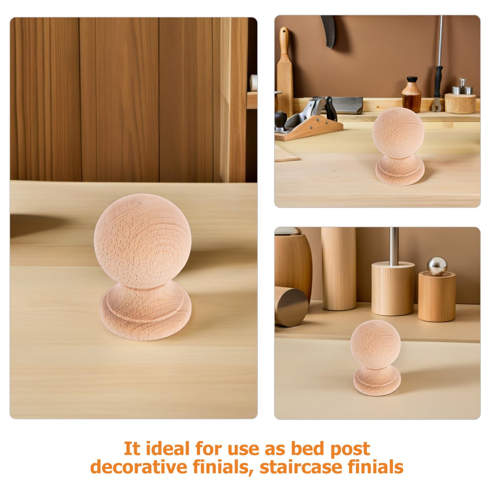 Vaguelly Remate de Madera Maciza en Forma de Bola para Muebles y Escaleras, Estilo Romano Clásico, Fácil Instalación, Adecuado para Decoración de Villas y Renovaciones