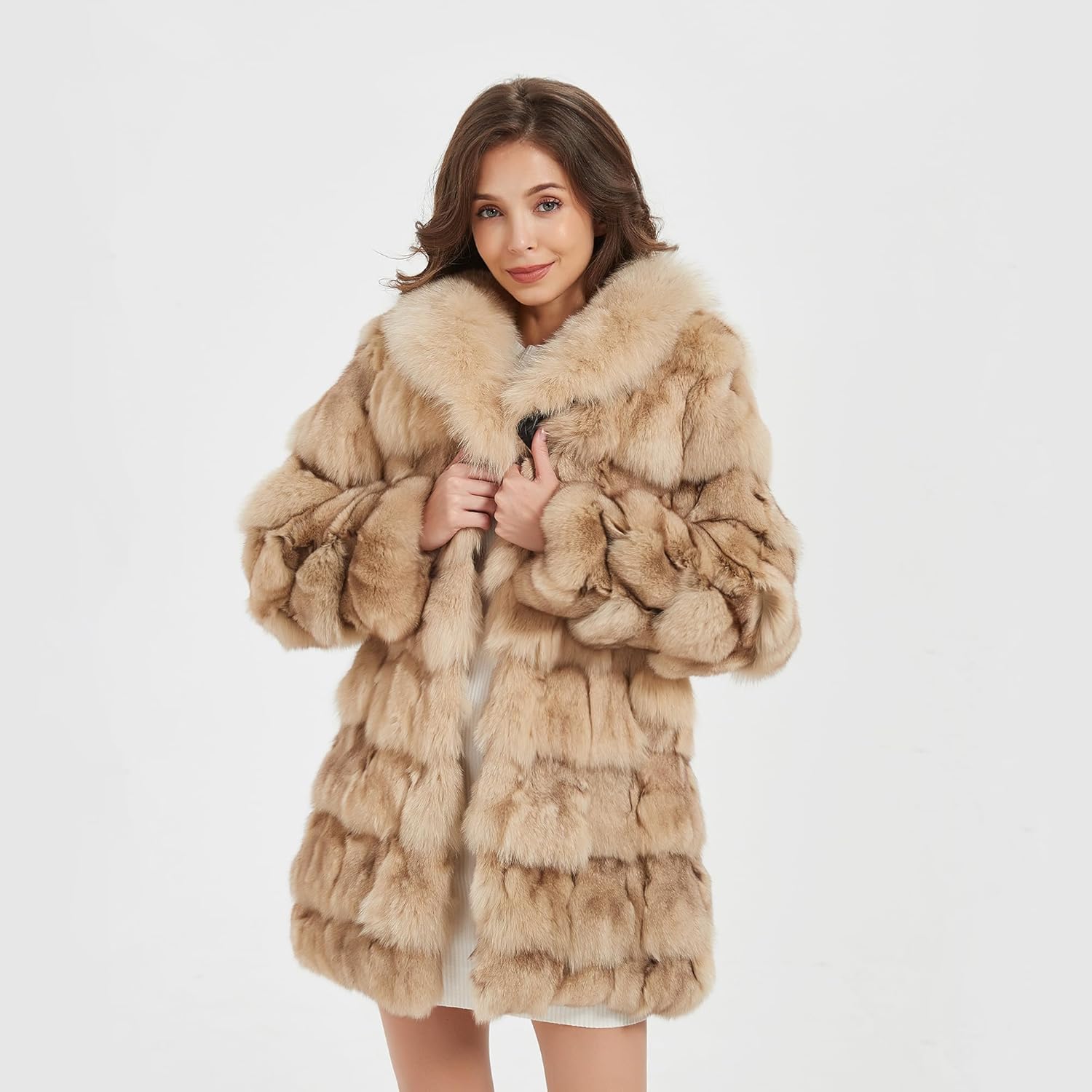 Fur Story Women's Genuine Fox Fur Coat Thick Warm Fur Jacket Winter coat - Image 2