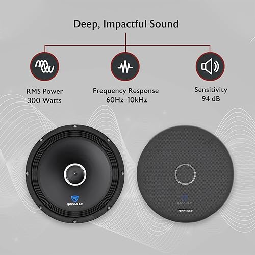 Miniatura 2 de Rockville RXM104 10" 600 vatios 4 ohmios SPL altavoz de bajo medio de rango medio para automóvil con bala