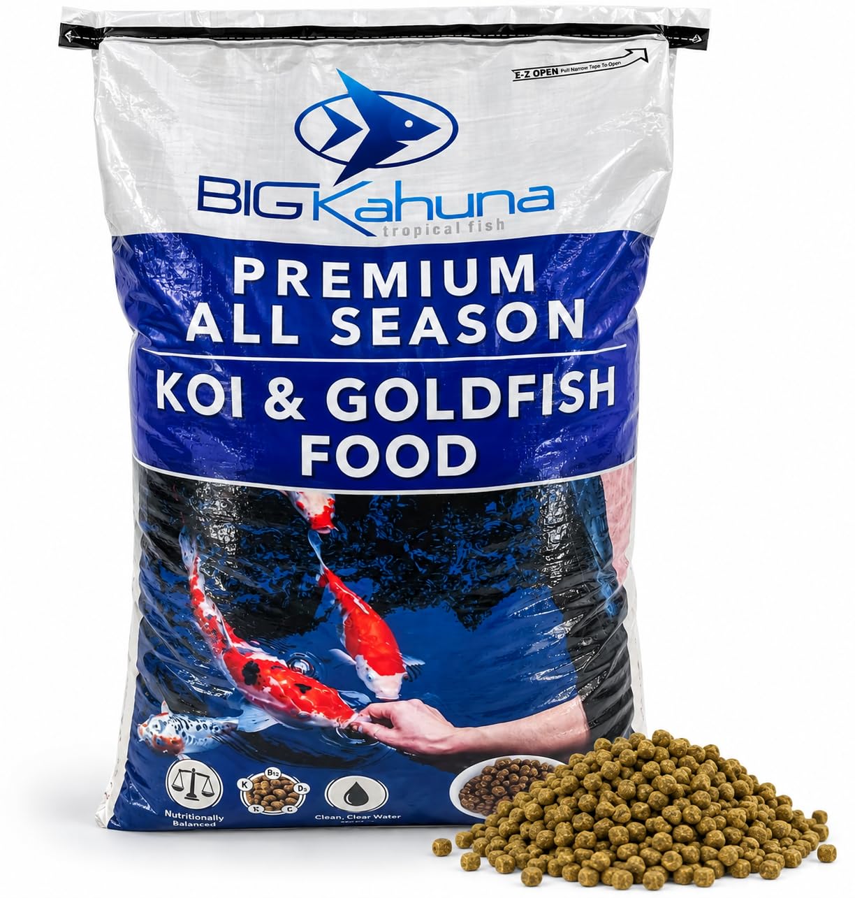 Big Kahuna Koi Fish Food for Ponds 45lbs - Koi Food for Pond Fish Food Pellets – 3/16-1/4…
