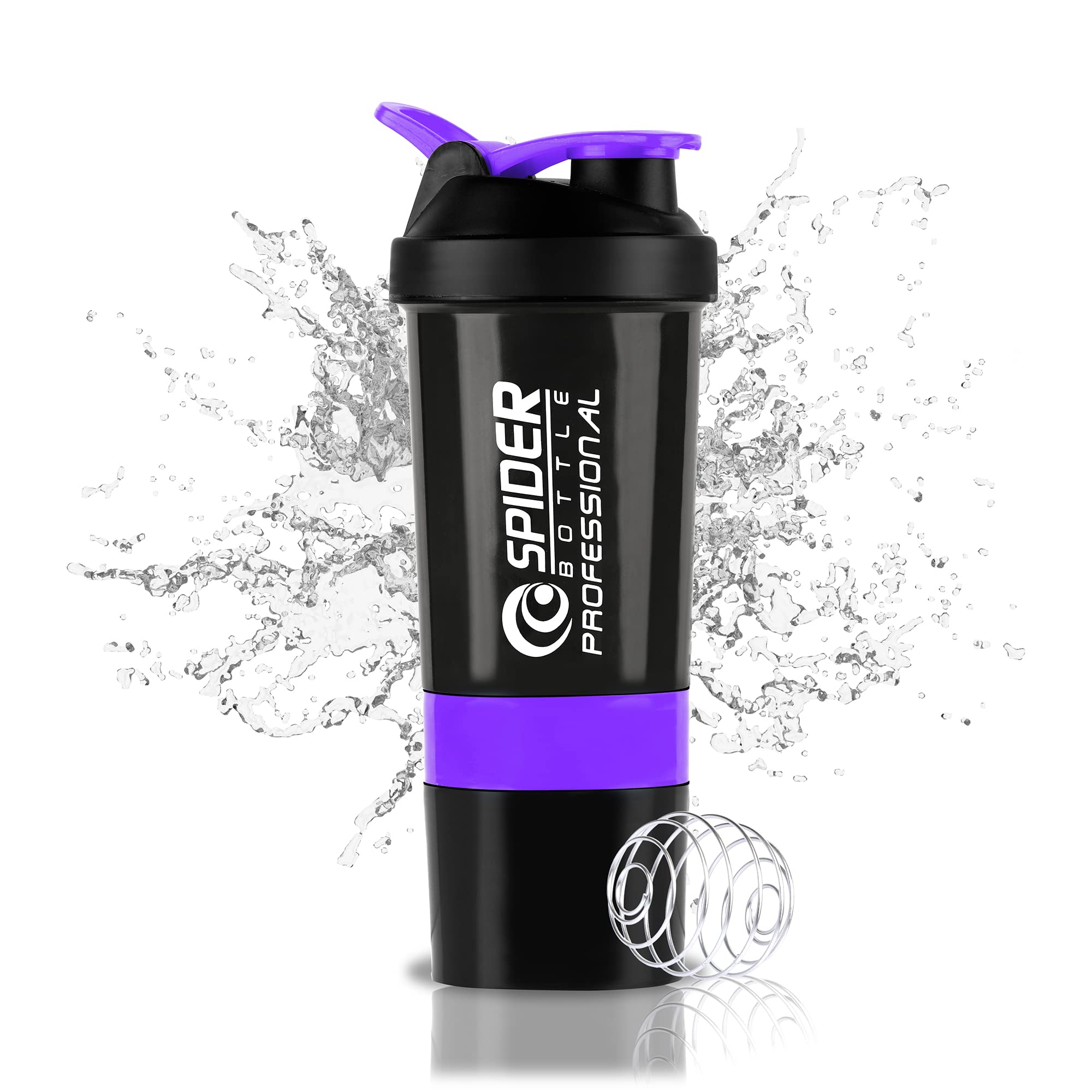 ELLEGIANT Gym Shaker Bottle | Spider Shaker for Protein Shake | Professional Shaker For Men & Women | Zero Leak Design and BPA Free | Pack of 1 | capacity 500 ML | COLOR (PURPLE)-picture-10