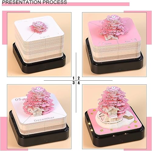 Miniatura 5 de Calendario de pieza de tiempo 2024, calendario de escritorio con luces, calendario de piezas de tiempo, bloc de notas creativo 3D, calendario