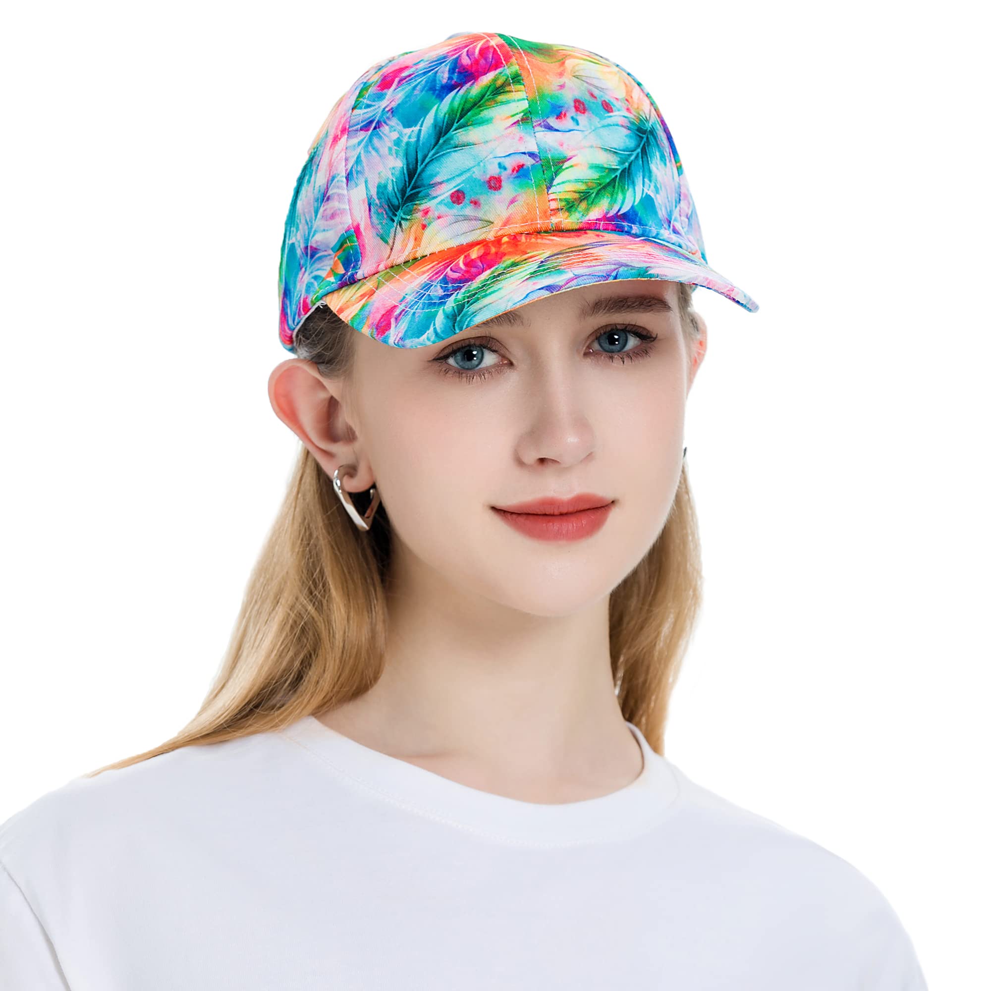 ZLYC Damen Sommer Baseball Cap Mode Blumen Atmungsaktiv Basecap