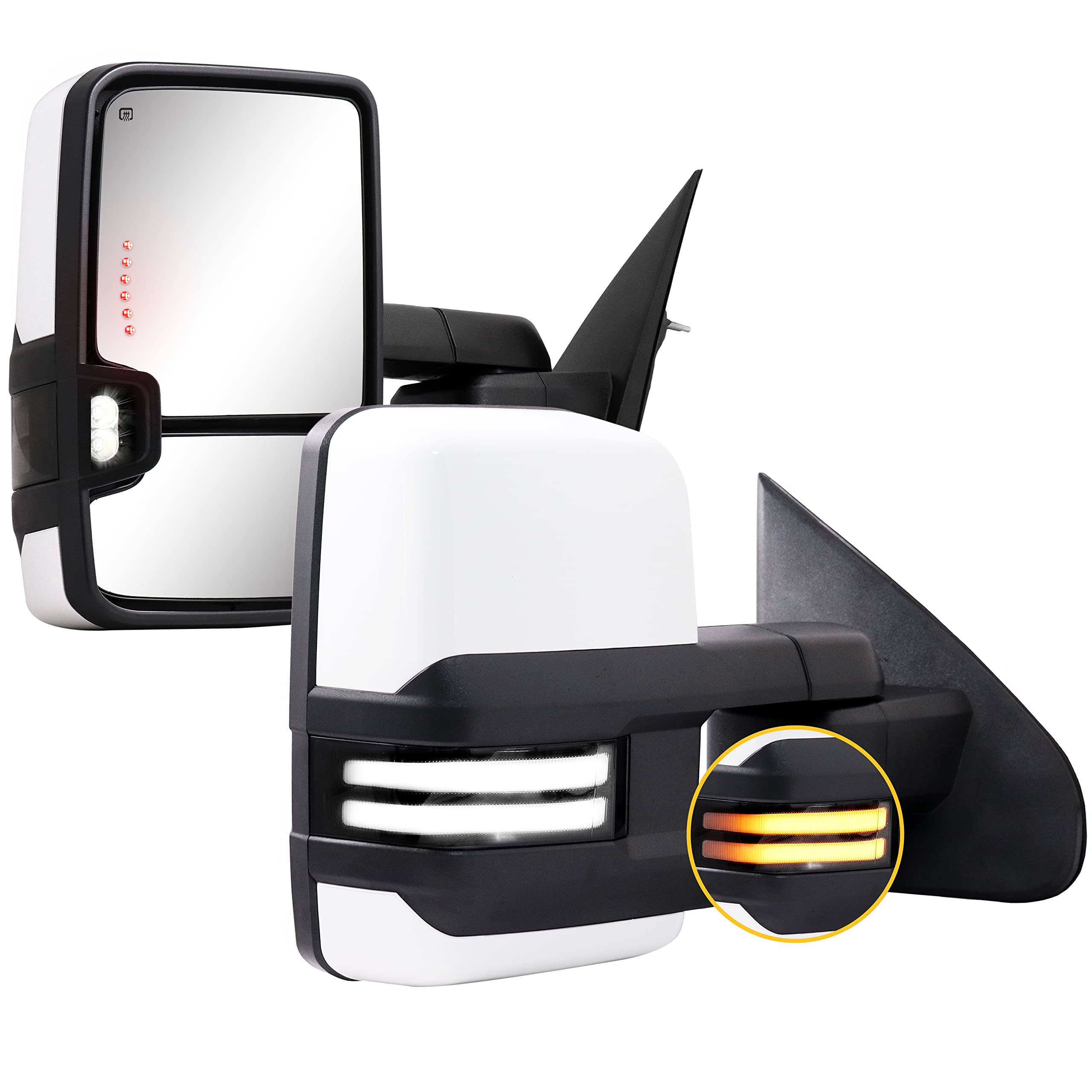Buy Sanooer Towing Mirrors Painted White Switchback Dynamic Turn Light