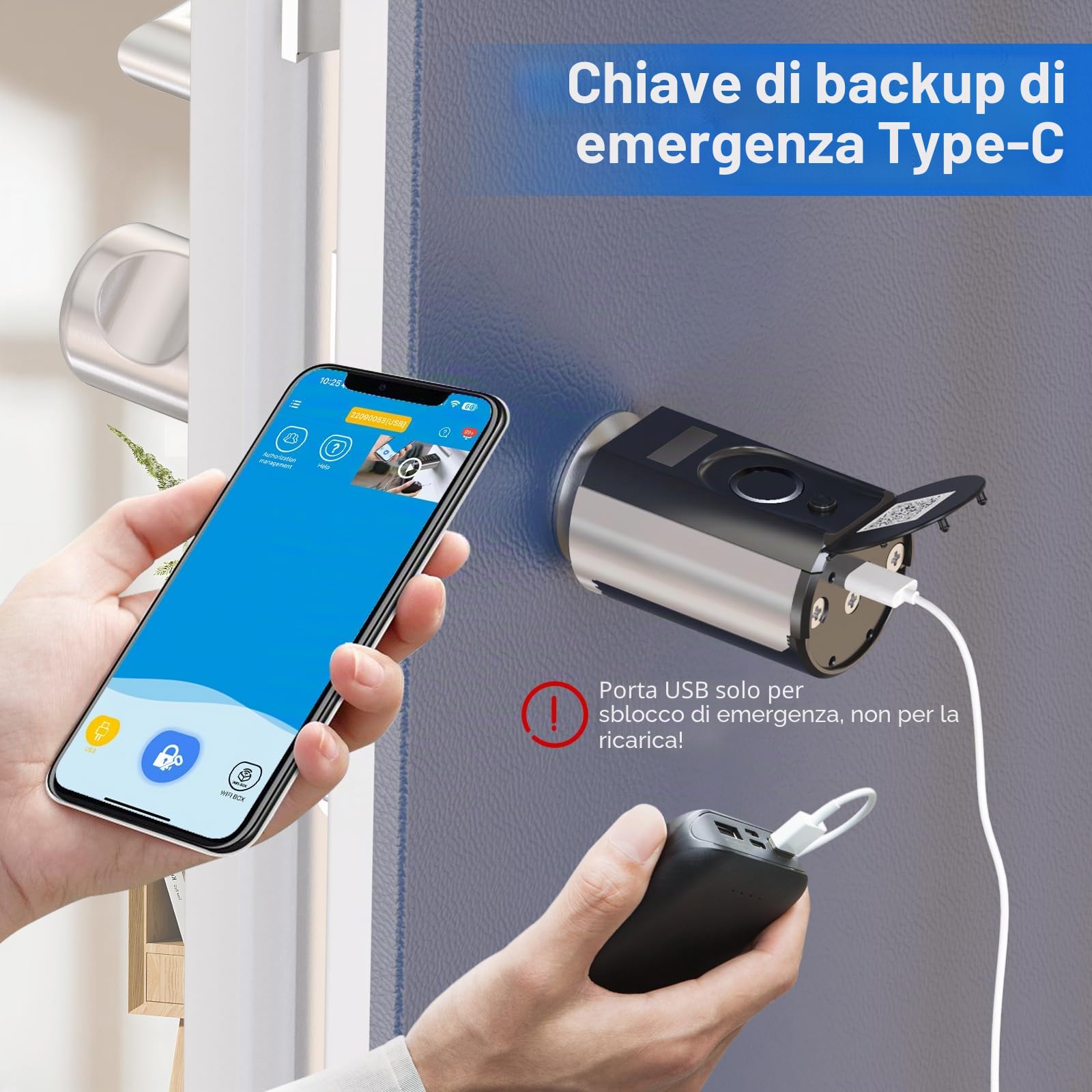 WELOCK Touch63 Serratura Smart serratura Impronta Digitale,Carta RFID,APP | Serratura elettronica WiFi(necessità welock wifibox),serratura porta blindata per porta 50-100mm,Smart Lock IP65,Argento