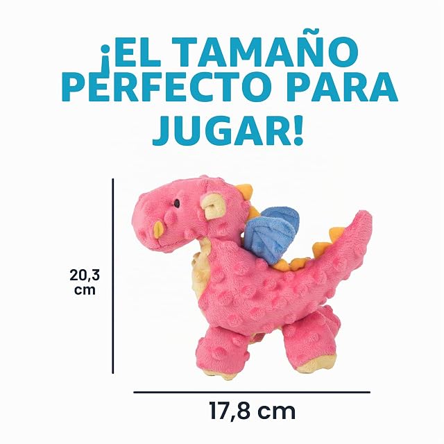 Foto 3 de 8 de goDog Dragon with Chew Guard Technology Tough Plush Dog Toy, Small, Coral