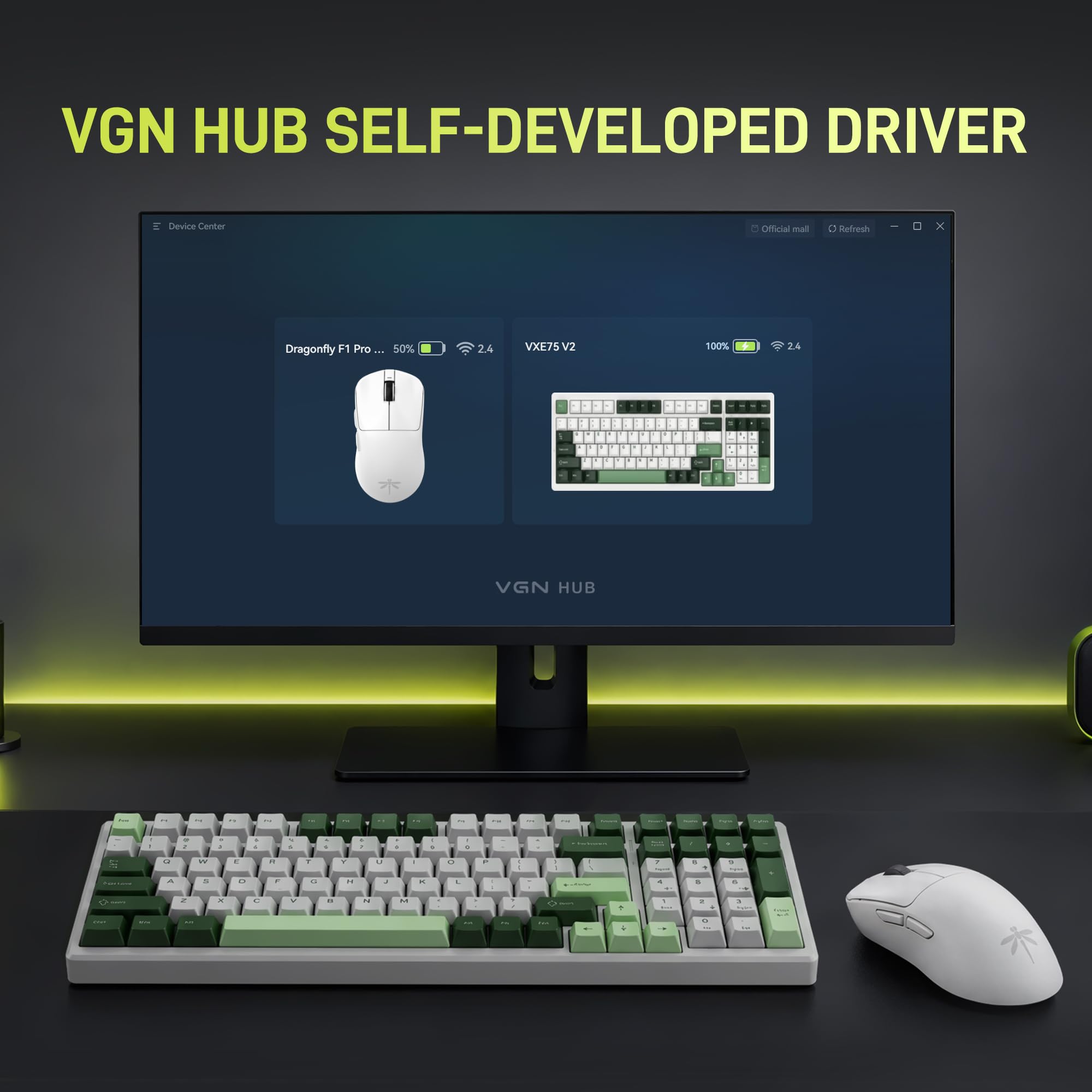 VGN Dragonfly F1 Pro - Ratón inalámbrico para juegos, 49 g, ultraligero, sensor óptico de 26 K DPI, 6 botones programables, batería de 65 horas, grado de deportes electrónicos, blanco clásico
