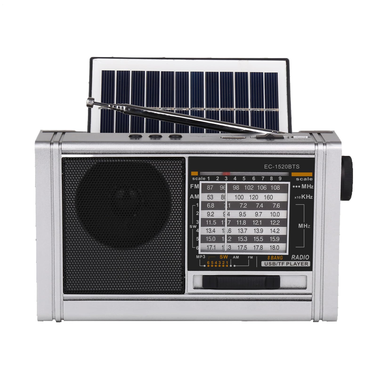 Radios portátiles solares con altavoz multibanda y linterna potente integrada 8