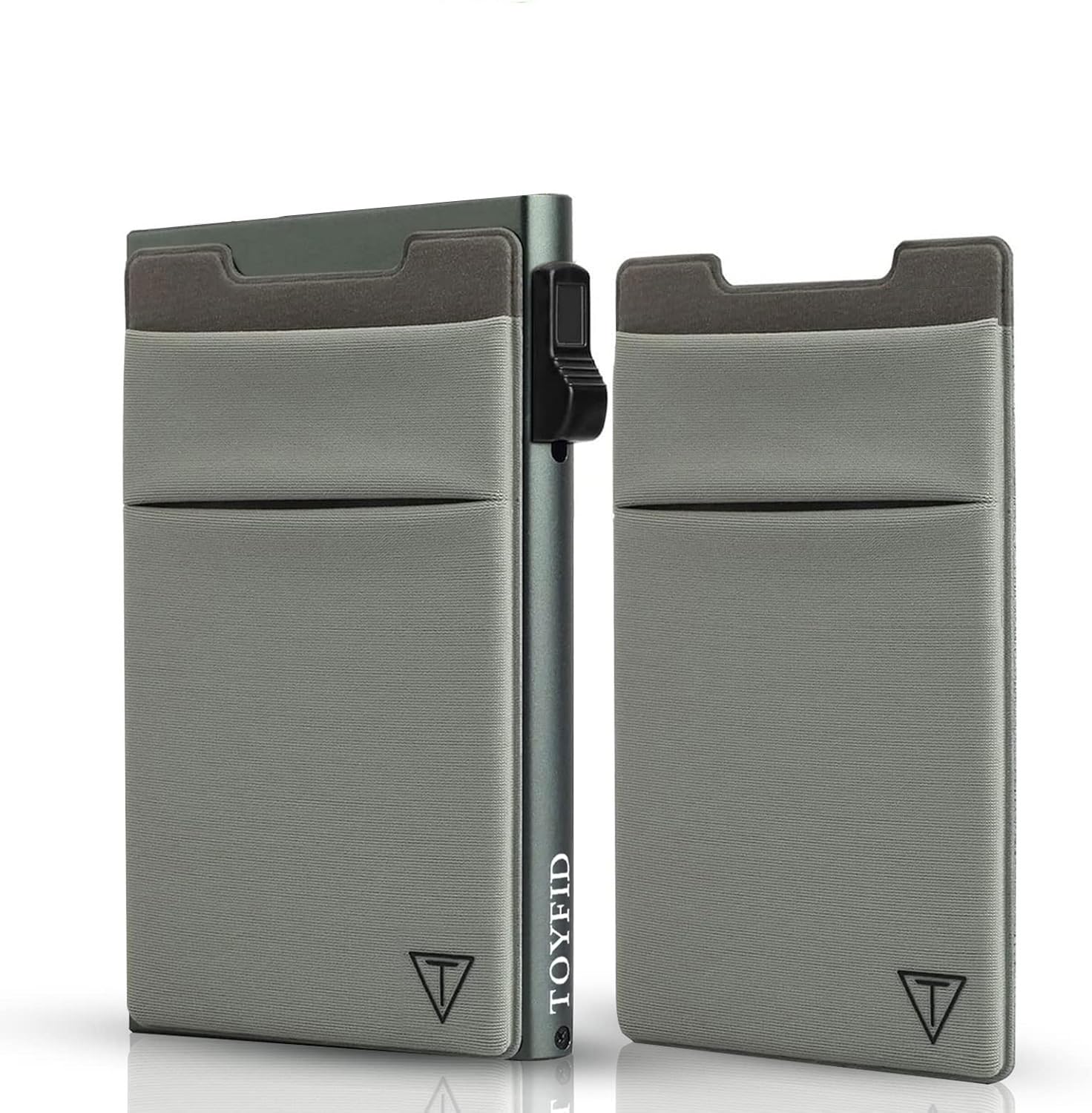 Slim Wallet for Men and Women,Pop Up Credit Card Wallet Metal Minimalist Cards Holder with Money Pocket,Small Ultralight Aluminum RFID Blocking Wallets 6-12 Card Capacity,Grey