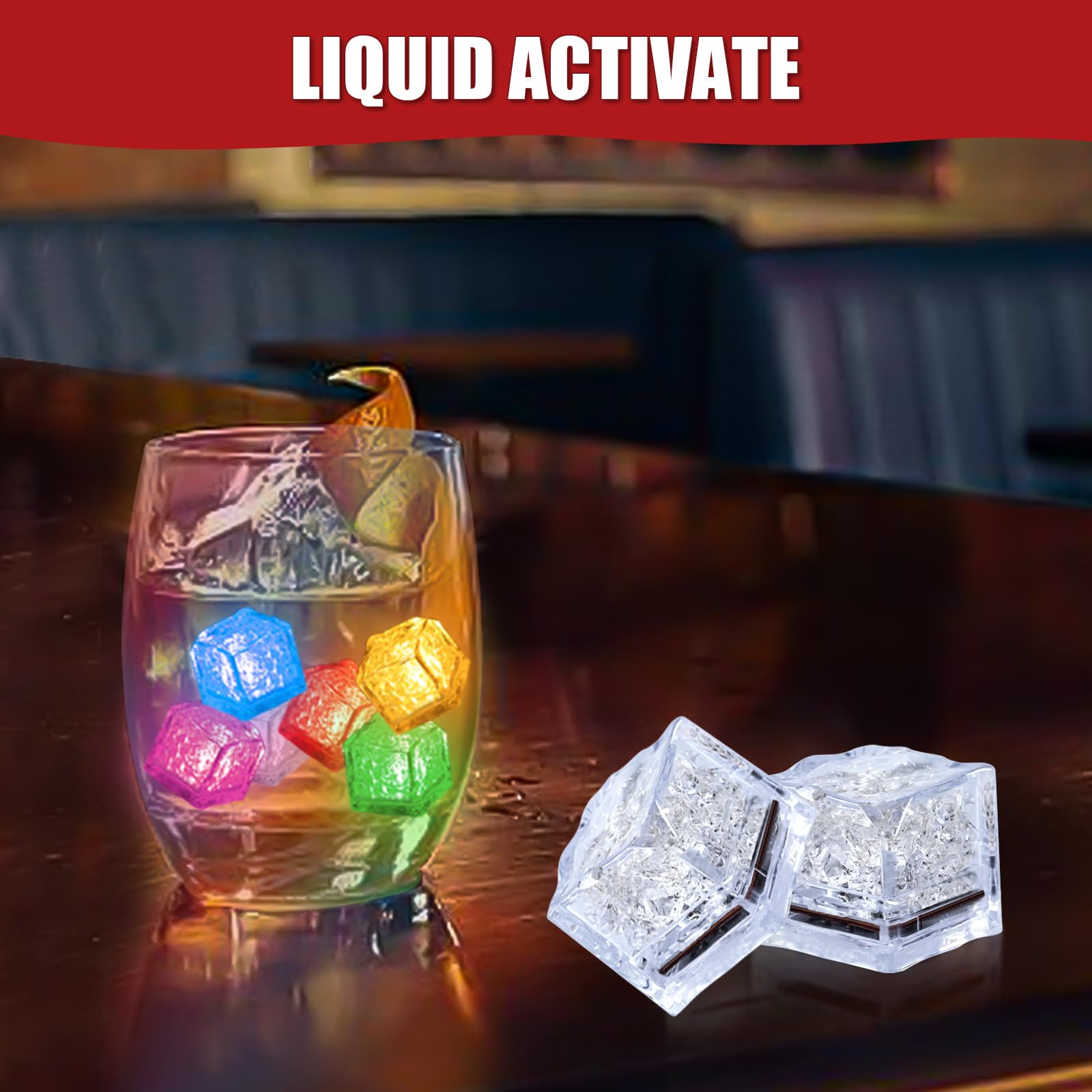 Leuchtende Eiswürfel, 300 Stück, blaue LED-Eiswürfel für Getränke, blinkendes Wasser, Bar, Club, Hochzeit, Party, Dekoration