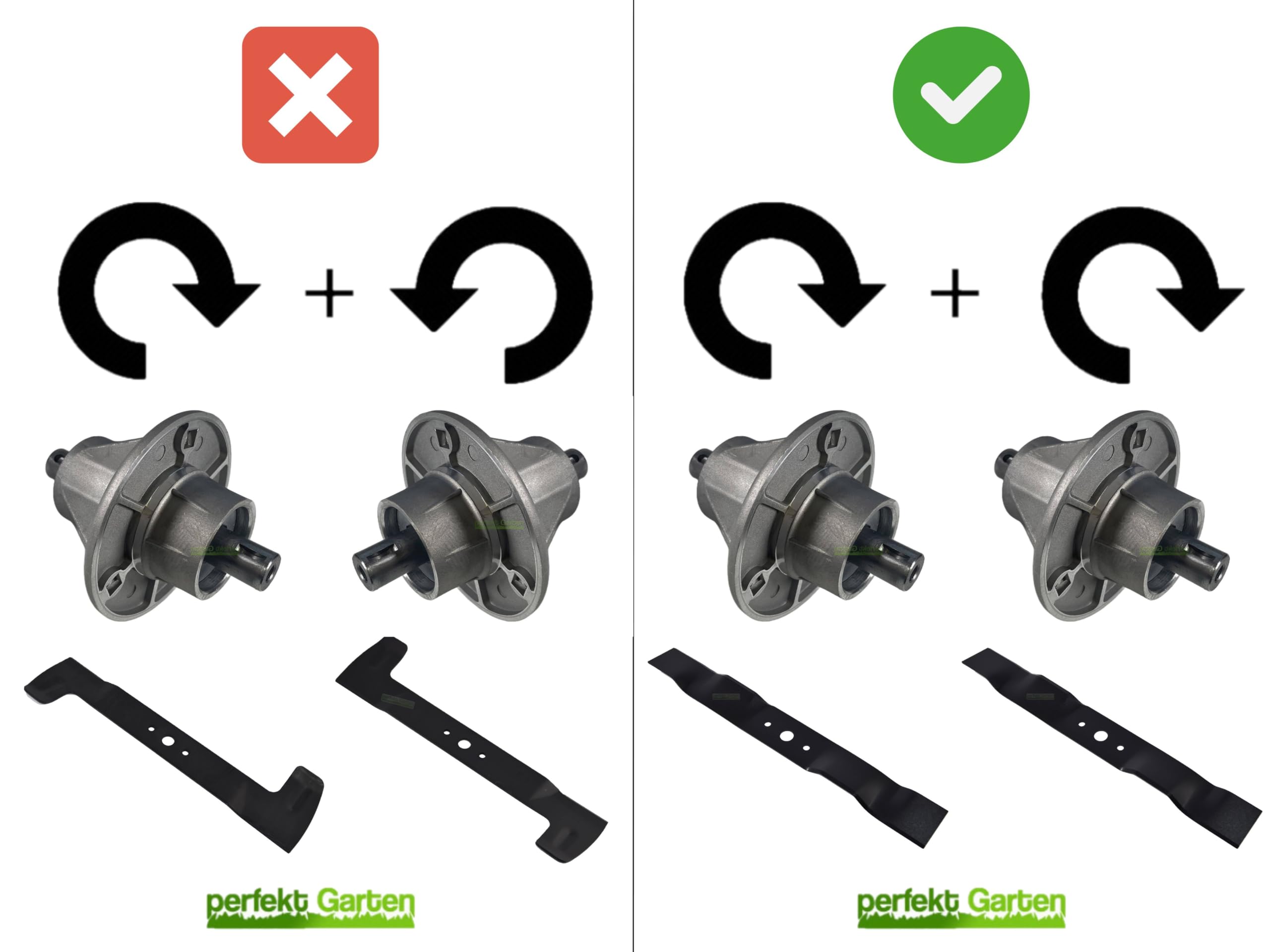 perfektGarten Juego de cuchillos y soporte de 108 cm compatible con tractor cortacésped Castel Garden Stiga Mountfield