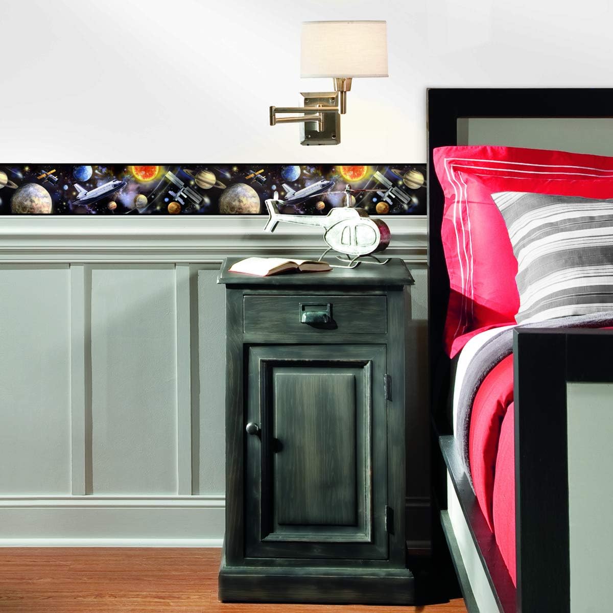 RoomMates RMK4408BD 12.7 cm x 4.57 m Voyage in Space Vinyl Border, Black, White and Yellow