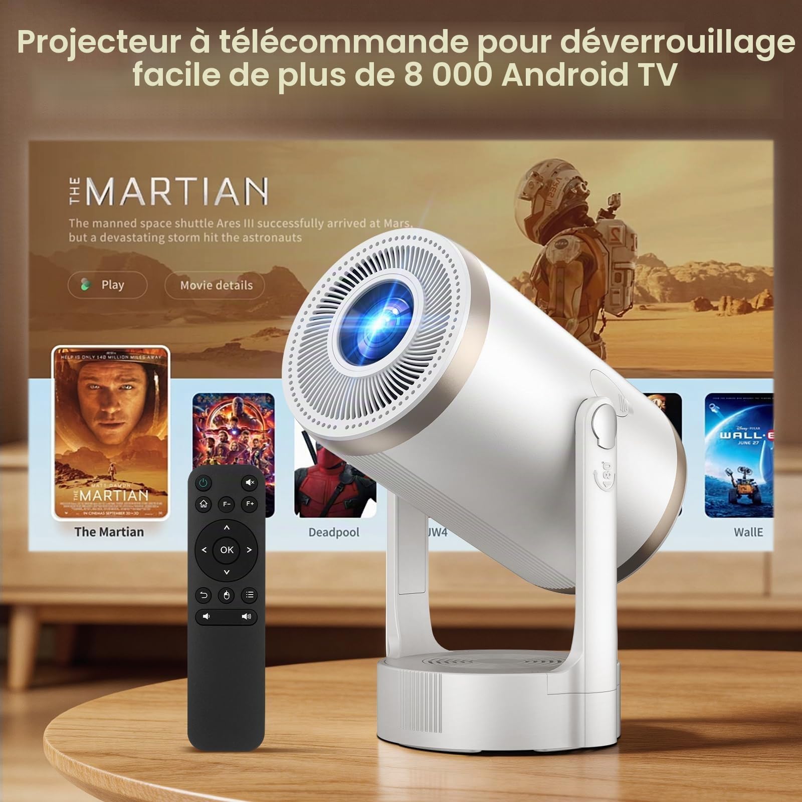 Videoprojecteur 4K 1080p Full HD, 200 ANSI, Projecteur Video Mise au Point