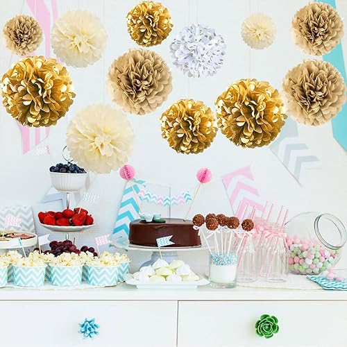 Miniatura 9 de 12 pompones de papel de seda verdes para colgar, pompones para decoración de fiestas de techo (verde oscuro, verde y verde menta)