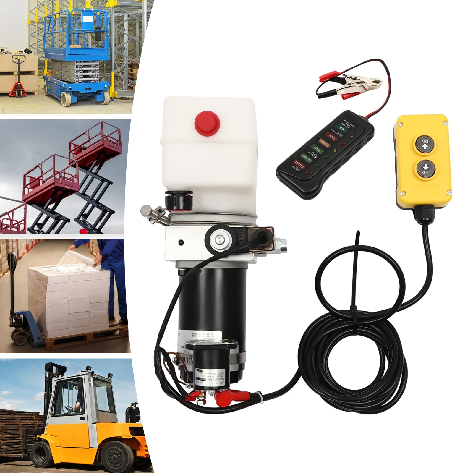 Hydraulic Pump, 1.5 Quart DC 12V Hydraulic Power Unit with Single Acting Dump Truck Hydraulic Pump with Remote Control for Dump Trailer Car Lifting