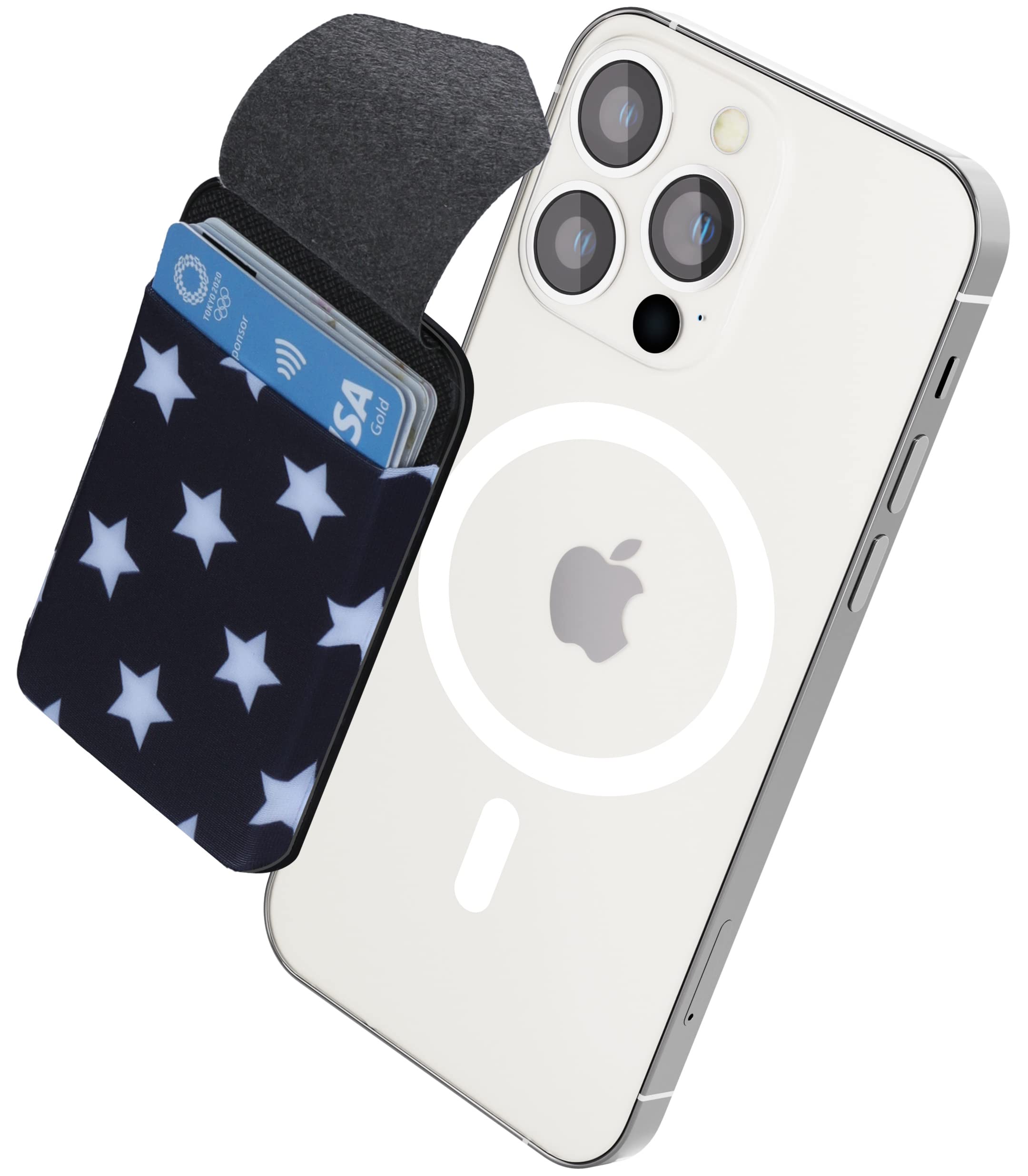 Stretchy Fabric MagSafe Wallet Easily Hold 5 Cards, Compatible with iPhone 13 & iPhone 12 Series, Detachable Magnetic Card Holder is an Excellent MagSafe Accessories (BigStar)