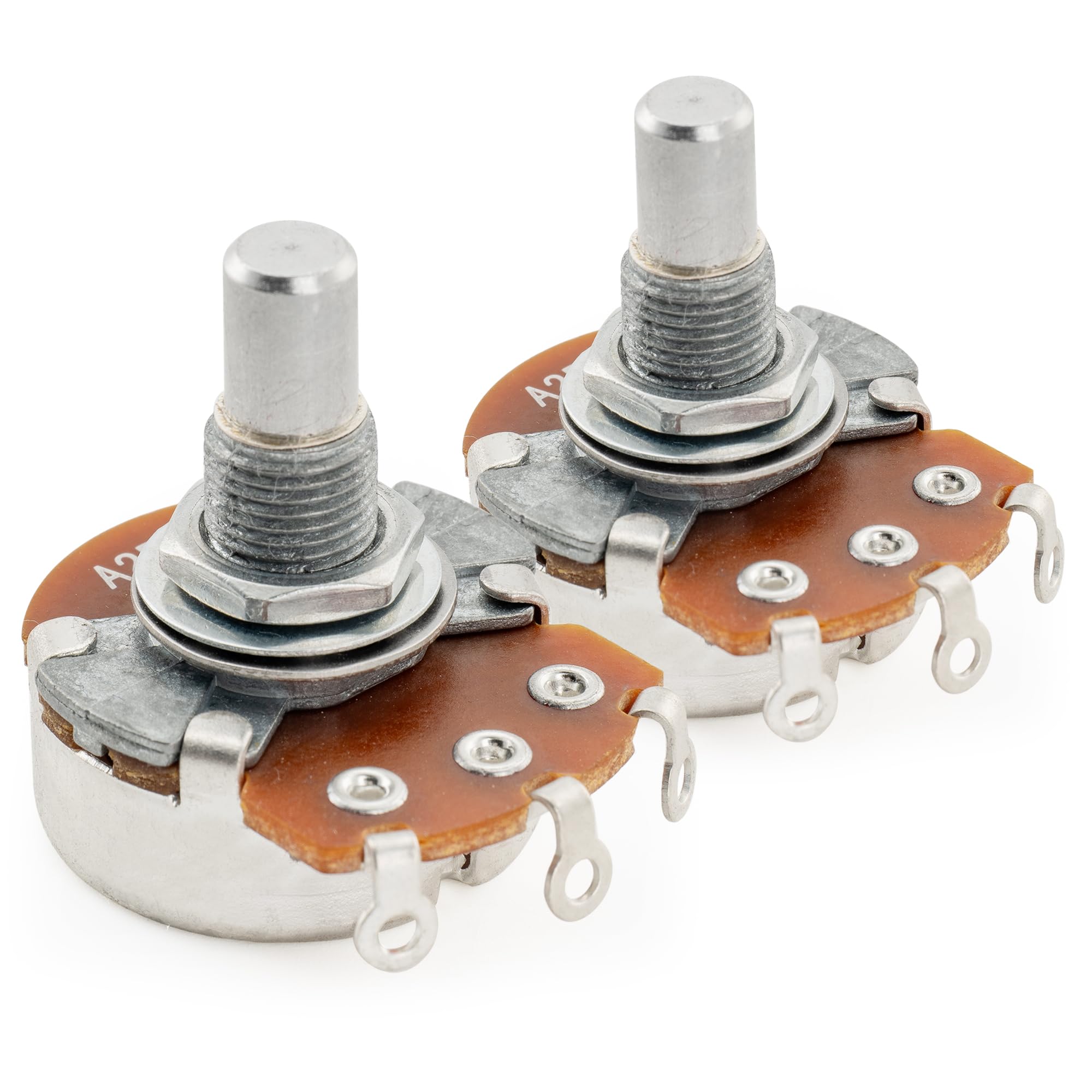Alpha A250K Pots Metric Solid Standard Shaft 9.5mm Audio Taper Potentiometers for ST/Tele/Mustang/Ibanez Style Electric Guitar Bass (Set of 2)