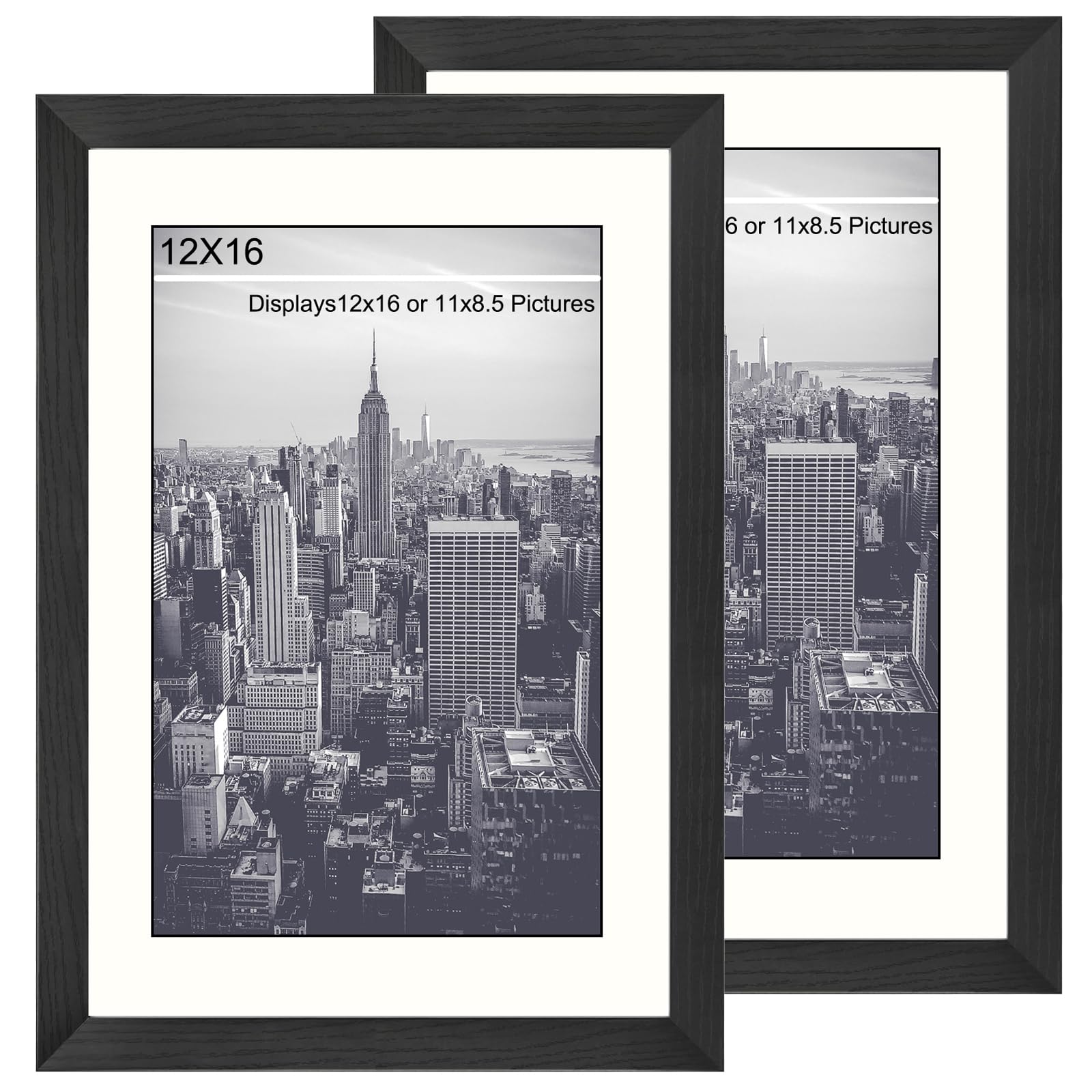 12x16 Picture Frame 2Pack,Display 8.5x11 with Mat or 12x16 Without Mat