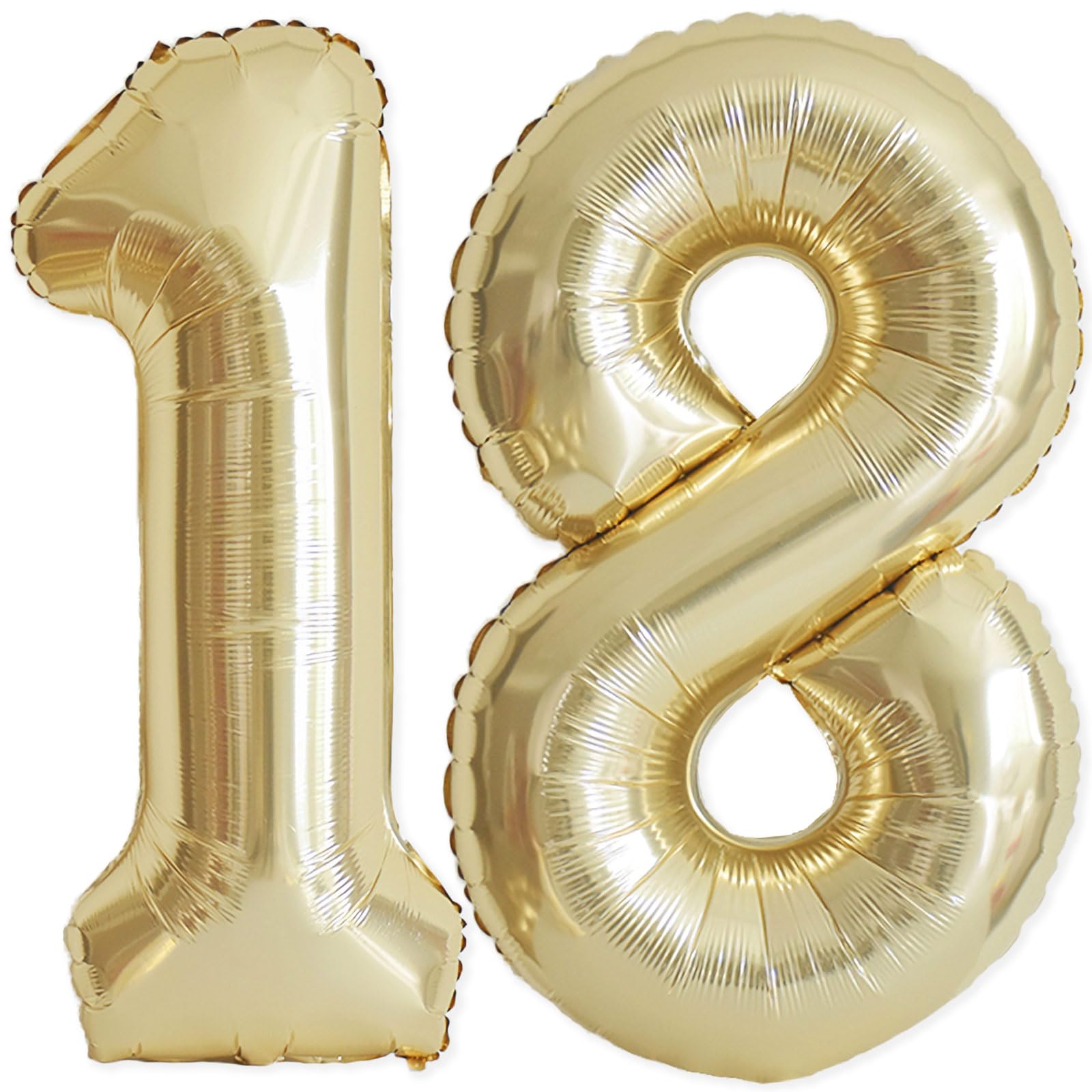18 Balloon Number, 40 Inch Champagne Gold Foil Balloons Giant Jumbo Helium Number 18 Balloons for Boys Girls 18th Birthday Decorations Anniversary