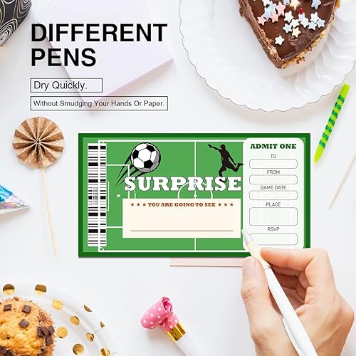 Miniatura 4 de Juego de 20 entradas de fútbol sorpresa para fiestas de cumpleaños con sobres, para deportes, fútbol, niño, fiesta de cumpleaños, invitaciones