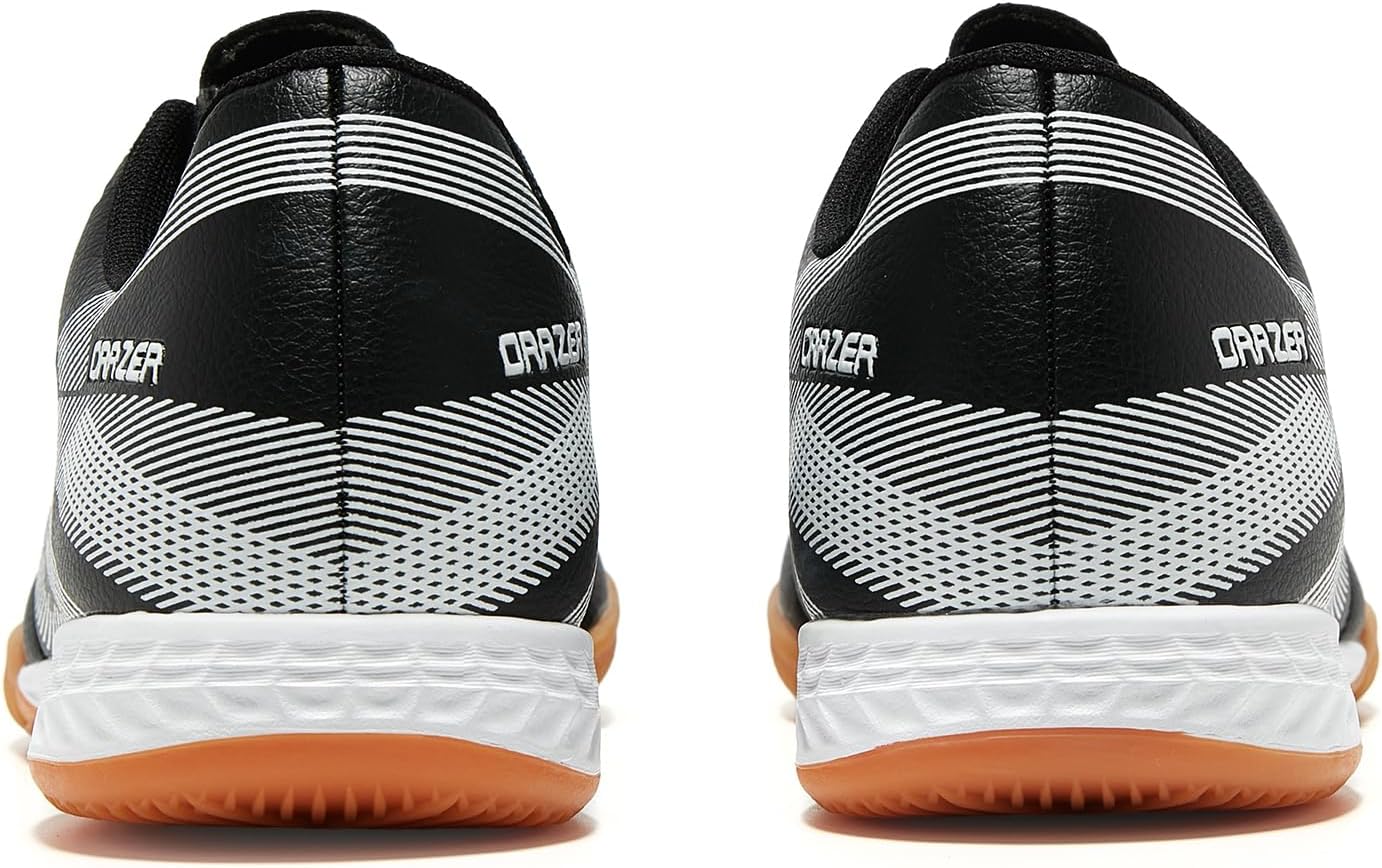 Men's Indoor Soccer Shoes for Futsal Sports Women's Trainer Athletic Flat Outsole Training Rubber Sneaker Black/White - Image 6