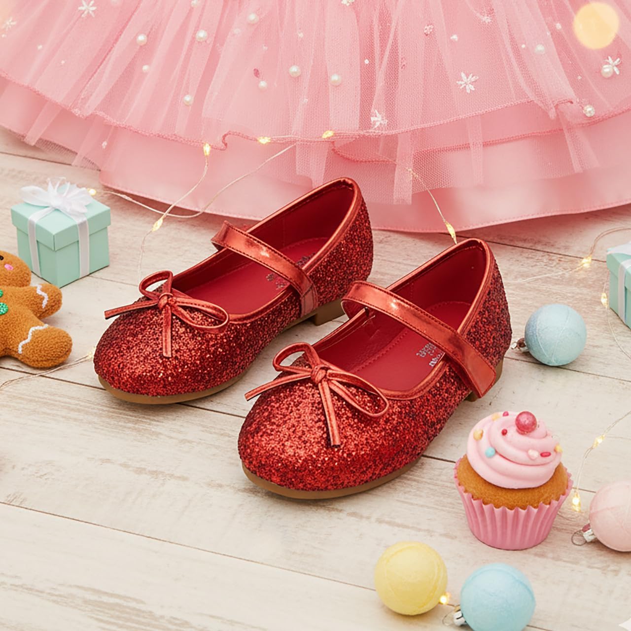 Nova Utopia Light Up Toddler Little Girls Dress Ballet Mary Jane Bow Flat Shoes - Image 6