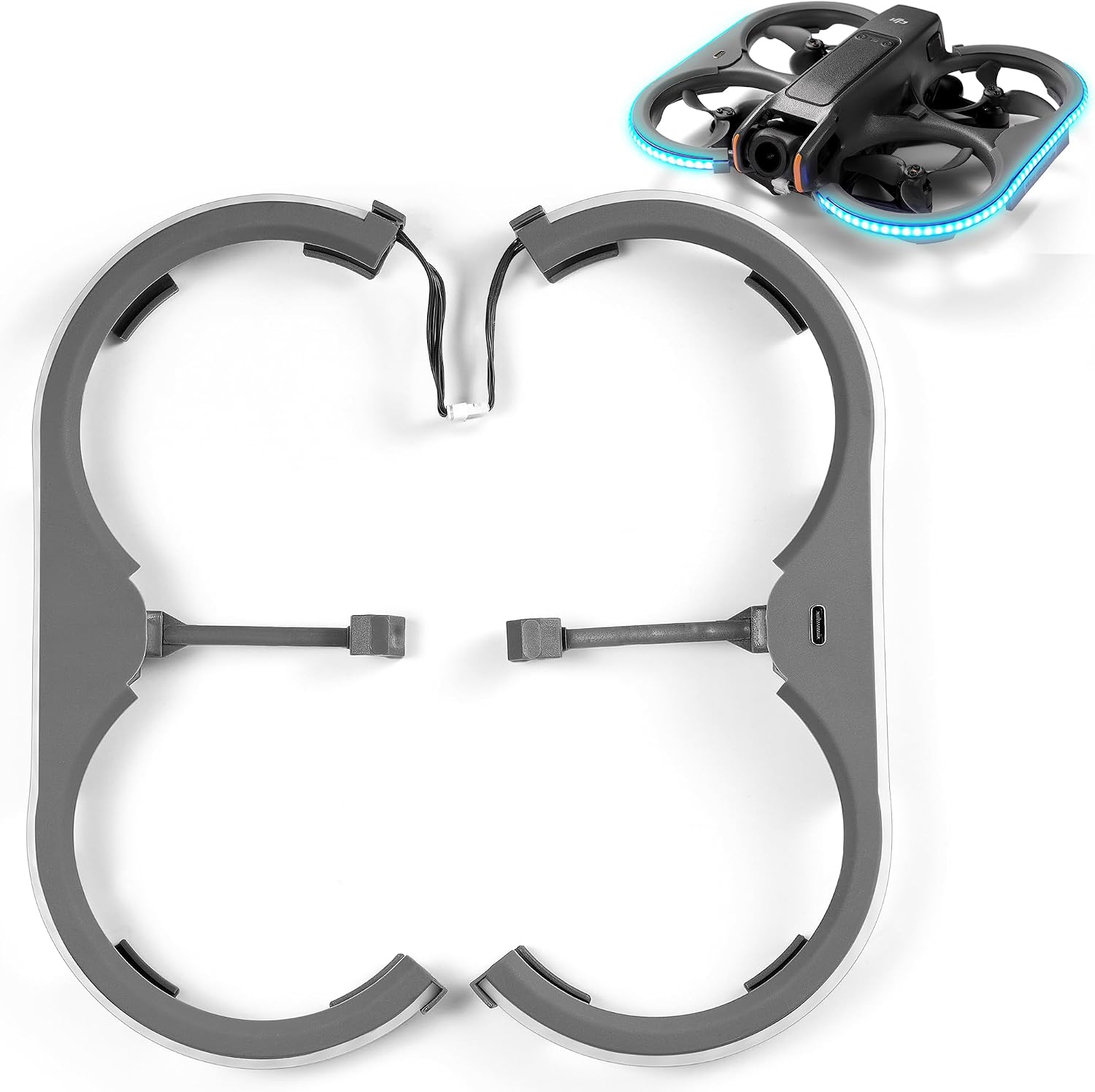 Duct Guards with Colorful LED Strip Compatible for DJI Avata 2, Perfect Combo Offering Both Protection and Stunning Night Flight Effects