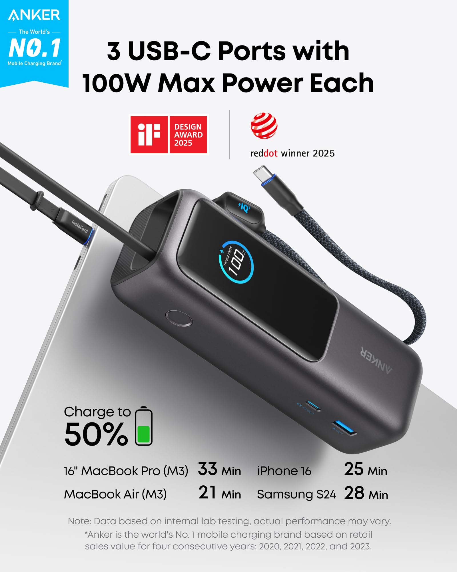 Anker Power Bank (25000mAh, Built-In） Amazon.com: Anker Laptop Power Bank, 25,000mAh Portable Charger