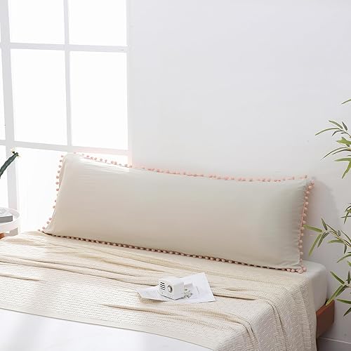 Miniatura 173 de Blue Body Pillow Cover Shabby Chic Long Pillow Case Cover Navy Blue Pom Poms Fringe Body Pillow case with Pocket Closure 20x54 inches(Body,Navy Blue)