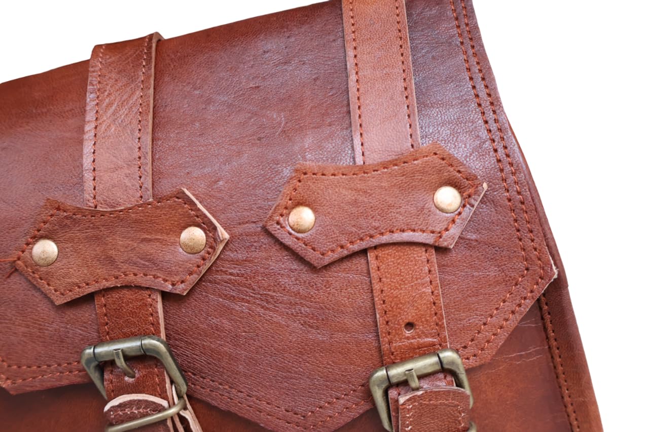 american blue - Alforjas de sillín de Piel marrón para sillín de 2 Bolsillos, Bolsa de Herramientas para Bicicleta y Moto