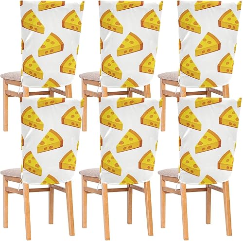 Cartoon Yellow Triangle Cheese Decorative Chair Seat Cover for Dining Room Chairs Soft 19.7x23.6in Chair Slipcovers Cover para sillas de comedor Set