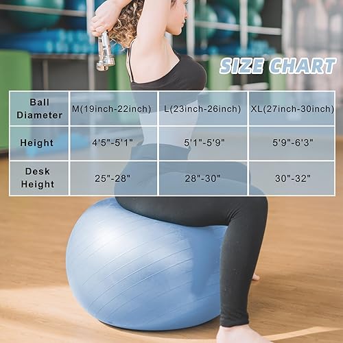 Miniatura 7 de Pelota de ejercicio, pelota de pilates para embarazo, pelota de equilibrio suiza con bomba, silla de bola de estabilidad de varios tamaños para