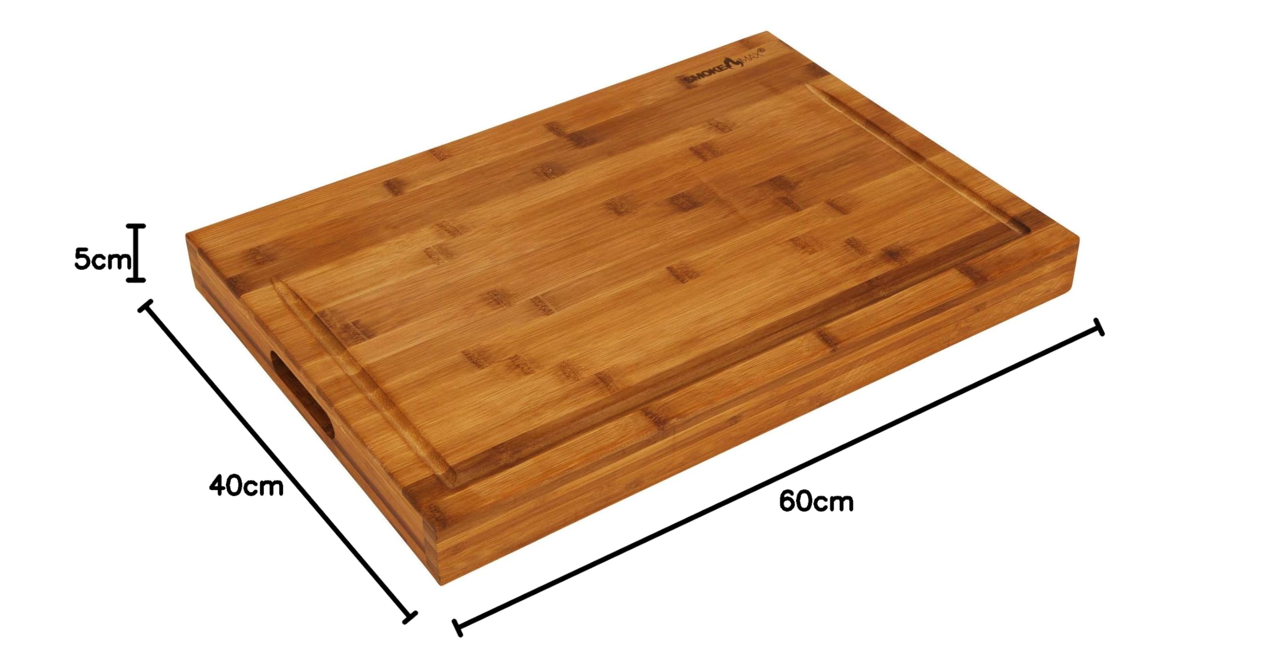 froggit Smokemax - Tabla de cortar y tabla de servir en un bloque de bambú (aprox. 60 x 40 x 5 cm)