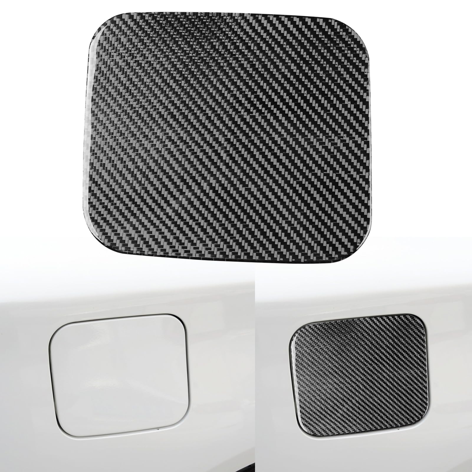 Real Quality Soft Carbon Fiber Fuel Tank Gas Cap Panel Decoration Decal 2pcs Cover Exterior Trim Premium Sticker Accessories Cover Compatible with Infiniti Q50 2014-2023 / Q60 2017-2022 Black