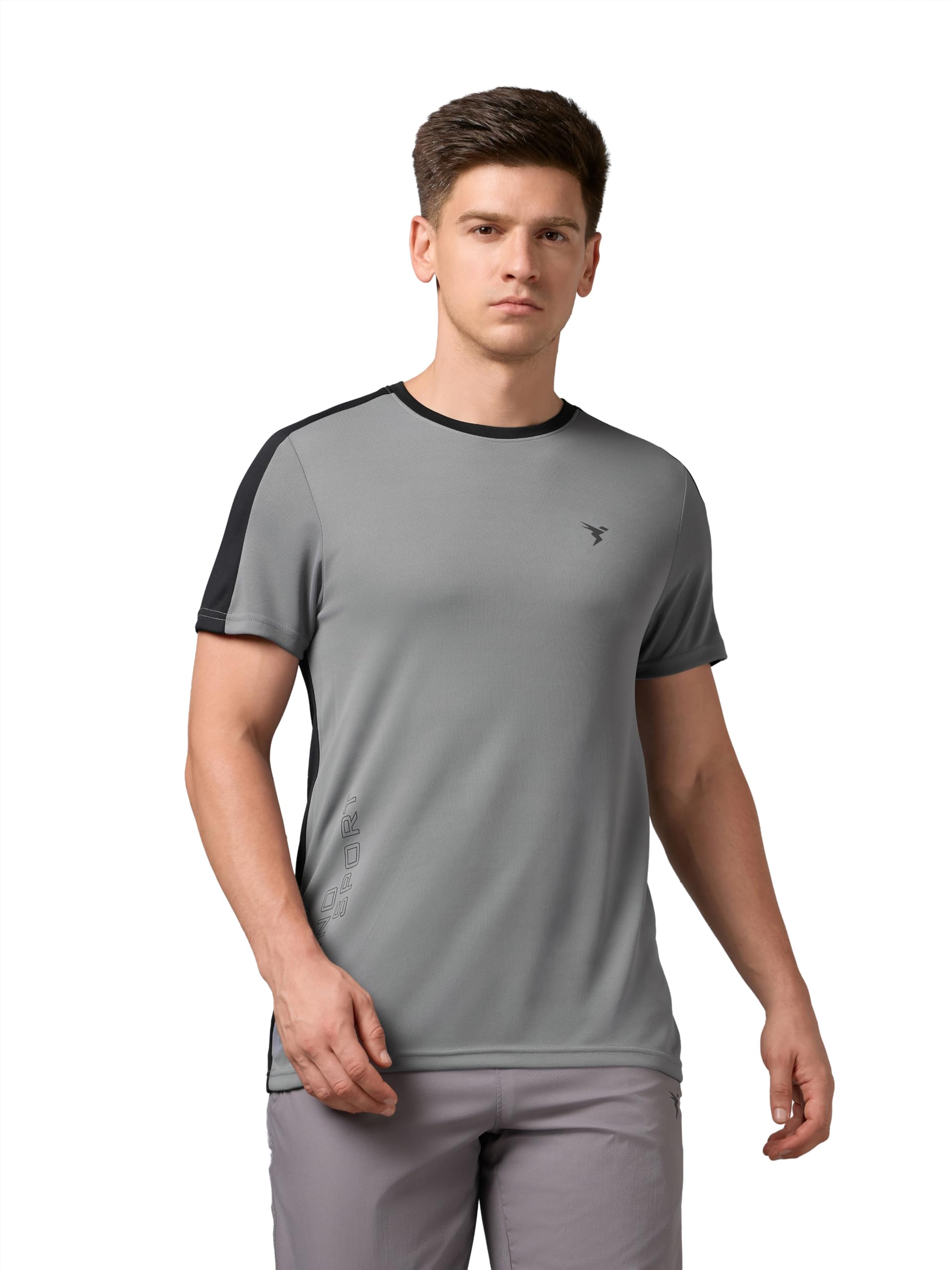 TECHNOSPORT Men's Slim Fit Color Block T-Shirt, Technocool Quick Dry Anti-Microbial Short Sleeve Sports Tee for Gym, Running, Training & Everyday Wear-image-38