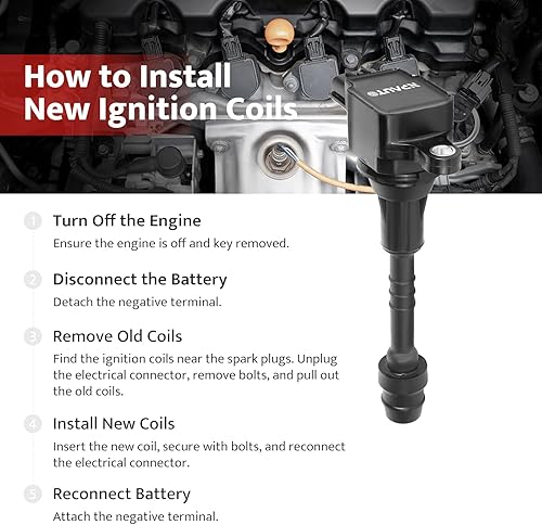 Miniatura 6 de NPAUTO Paquete de bobinas de encendido compatible con L4 1.8L/1.8 Nissan Sentra 2002 2003 2004 2005 2006, Nissan Almera 01 02 03 04 05, UF351 C1397,