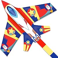 Mint's Colorful Life Airplane Kite: Easy-Fly Fighter Plane for Kids & Adults, Beach Kite with 300ft Line & Long Tail