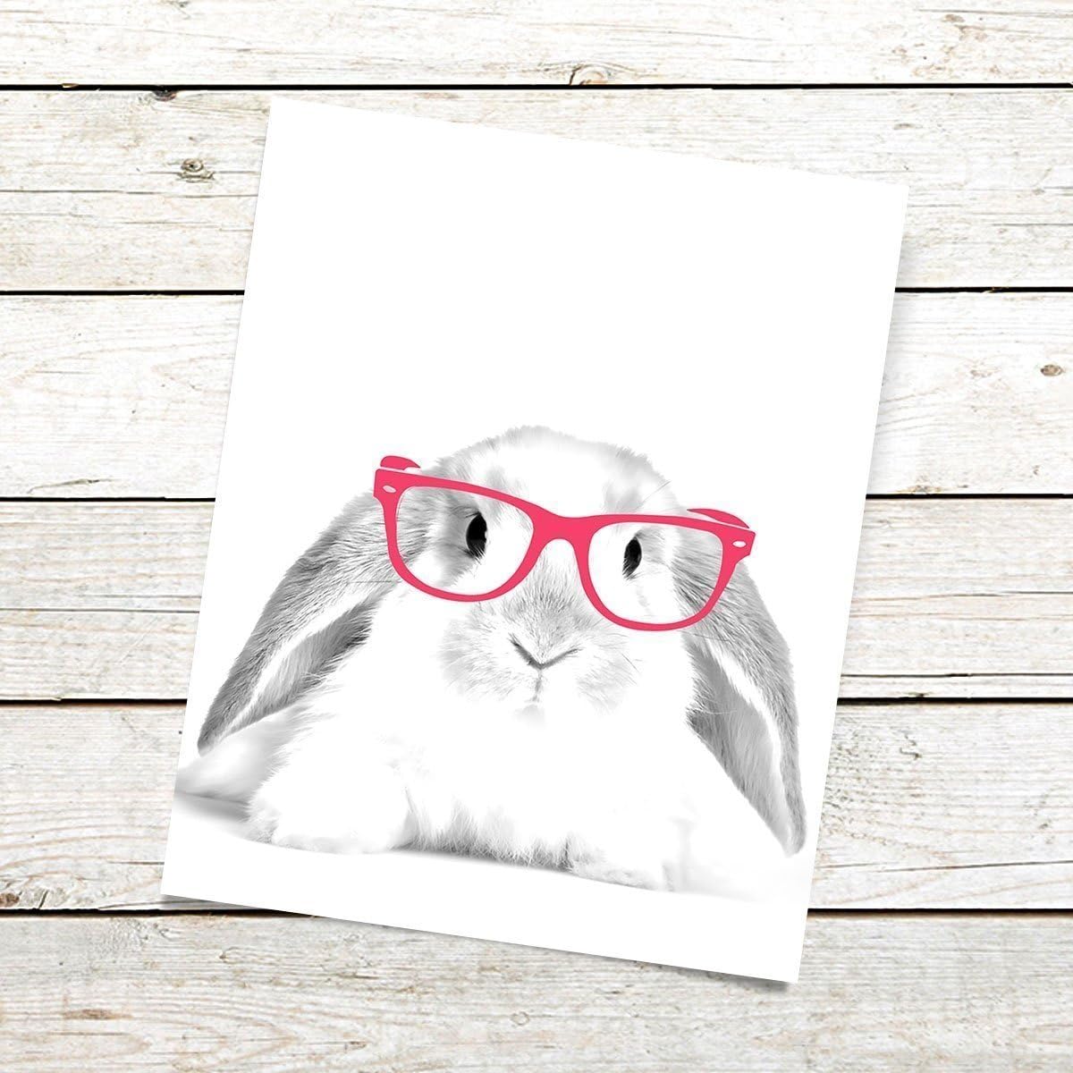 Woodland Bunny with Glasses Nursery Decor Art Print