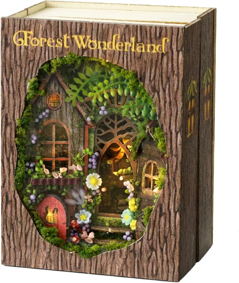 Miniatyrdockhus byggsats av trä med LED