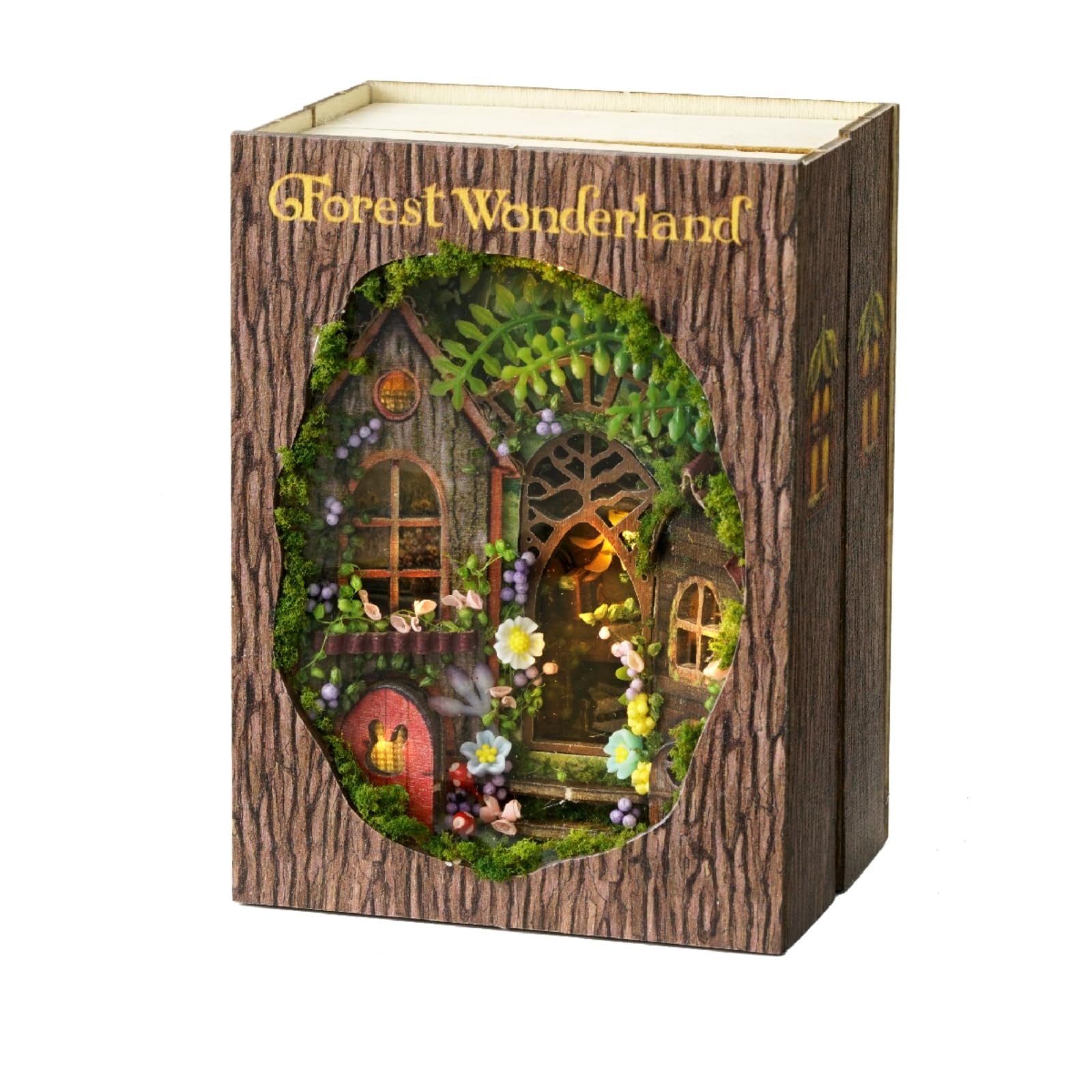 CUTEROOM Miniatur Hausbausatz, kleine Hausbausätze zum Bauen, DIY Puppenhaus aus Holz mit LED, Mini Modellbausätze als Geschenk für Teenager und Erwachsene (Forest Wonderland)