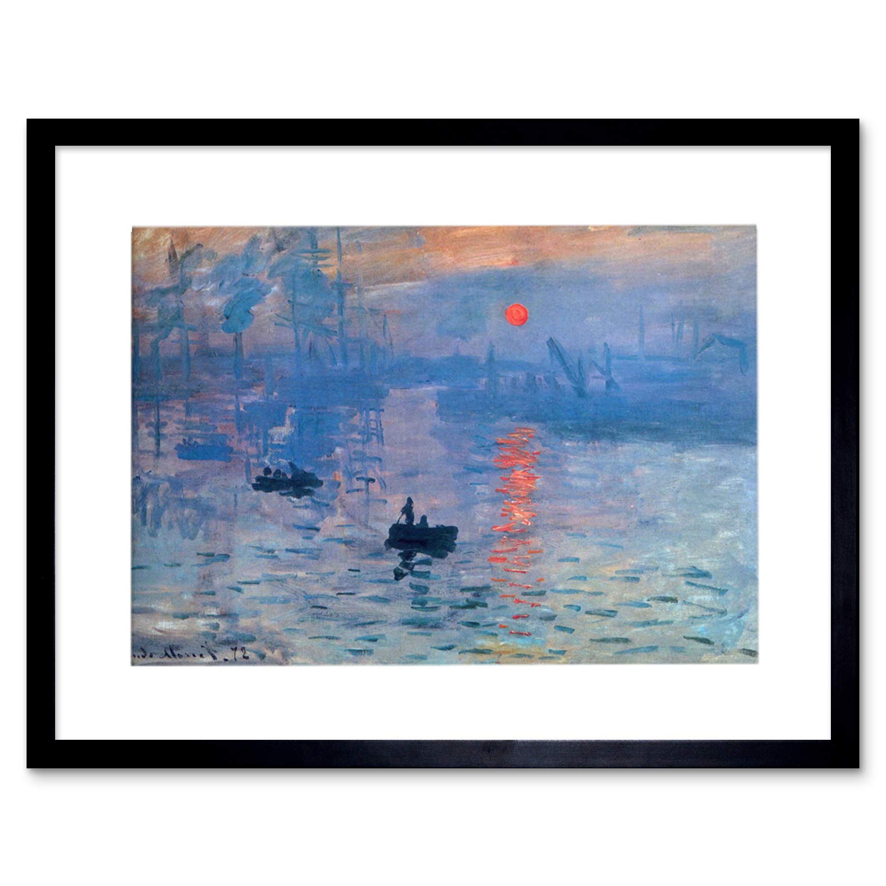 Artery8 Framed Art Print - Impression Sunrise - 12x16" - Blue