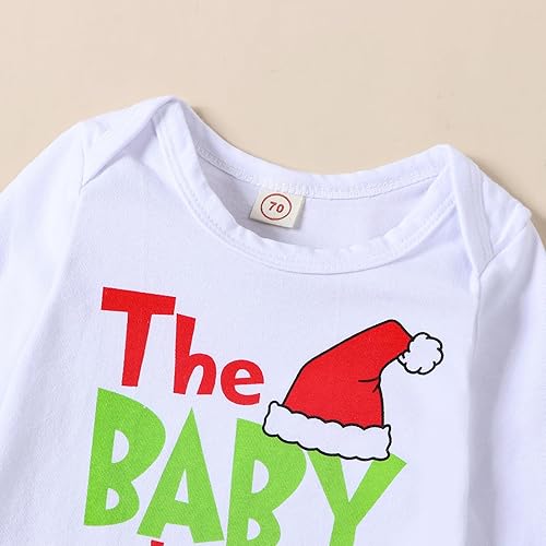 Miniatura 2 de Muasaaluxi Traje de Navidad para bebé recién nacida, conjunto de mameluco con pantalones acampanados y diadema de 0 a 18 meses