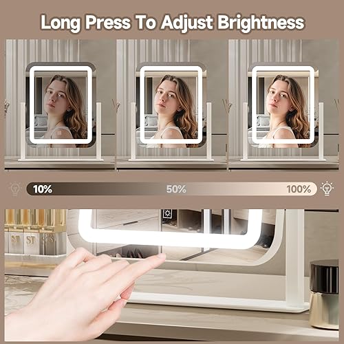 Miniatura 8 de PRIMETEK Espejo de tocador con luces, espejo de maquillaje grande con iluminación LED de 16 x 14 pulgadas, espejo de maquillaje Hollywood, pantalla