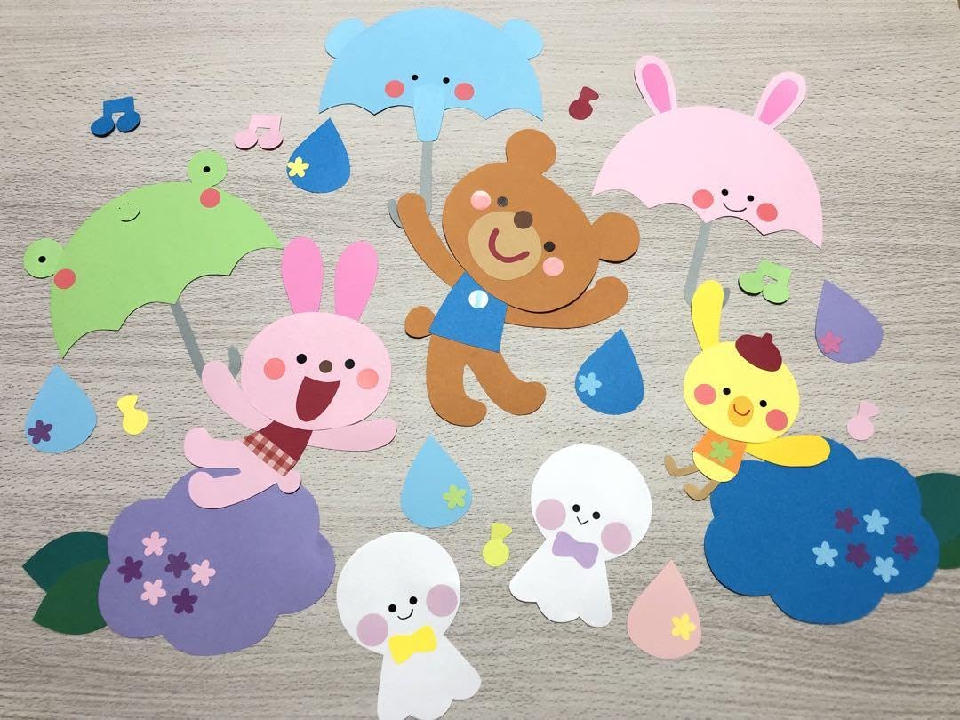 Amazon.co.jp: 梅雨 壁面飾り 雨 6月 てるてる坊主 あじさい 傘 動物